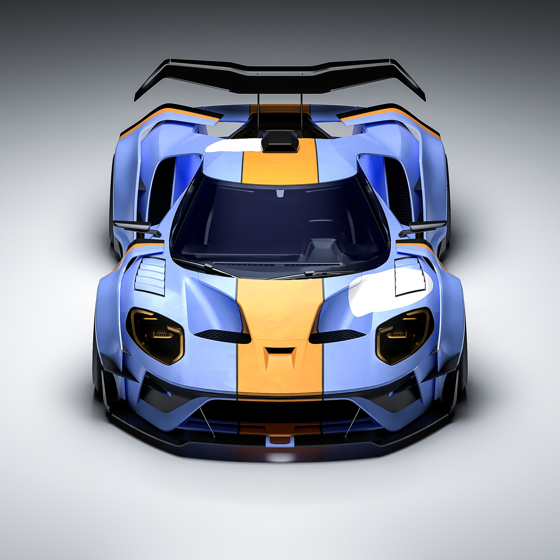 General 1920x1920 vehicle widebody Ford GT Mk II car simple background white background frontal view minimalism Ford American cars racing stripes