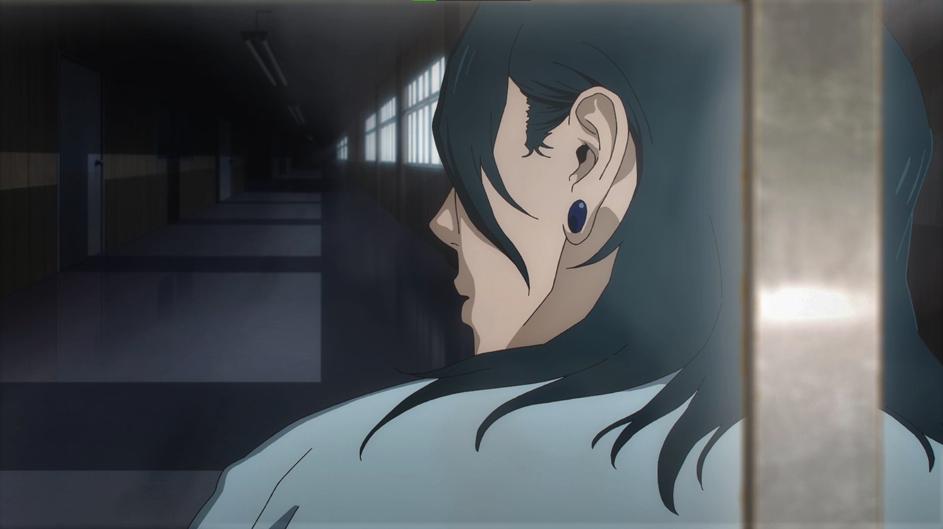 Anime 1920x1079 Jujutsu Kaisen earring long hair hallway window Suguru Geto anime anime screenshot anime boys