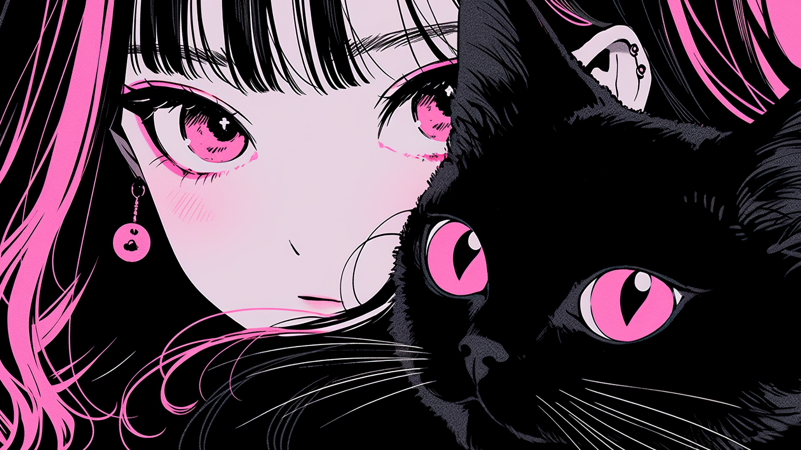 Anime 2560x1440 cat girl anime girls anime creatures Black Cat (Marvel) eyes black hair