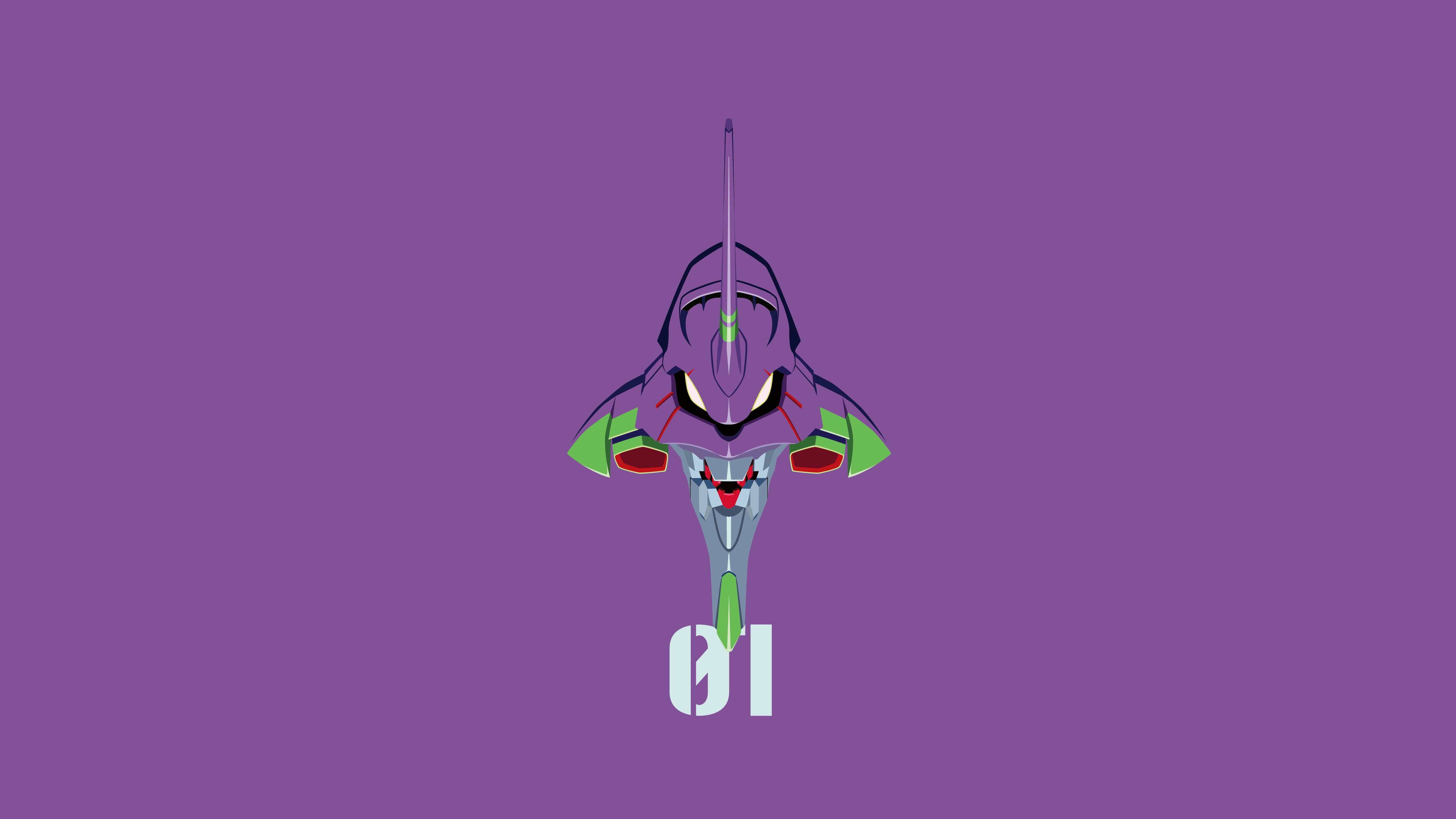 Anime 5120x2880 simple background minimalism Neon Genesis Evangelion robot mechs anime EVA Unit 01 purple background