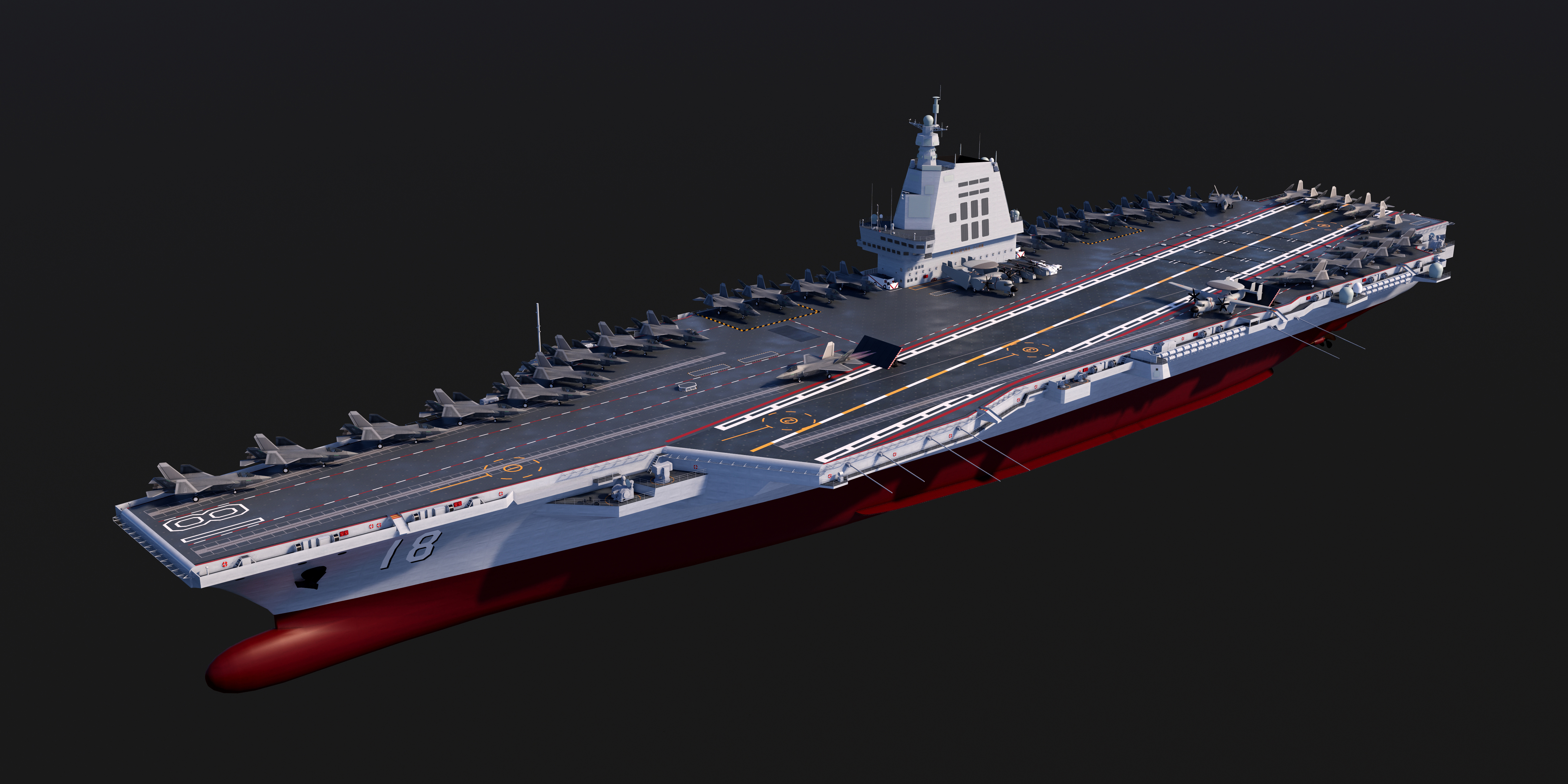 General 5000x2500 People's Liberation Army Navy Type 003 aircraft carrier DaBao CG minimalism military military vehicle aircraft carrier CGI simple background military aircraft