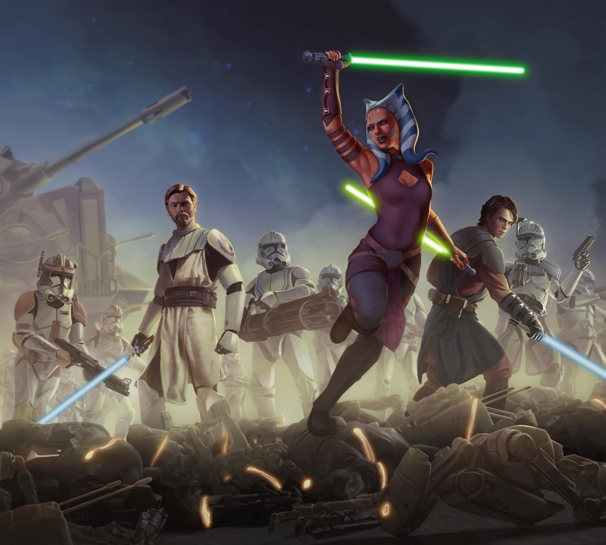 General 2000x1800 Star Wars Star Wars: The Clone Wars Ahsoka Tano Obi-Wan Kenobi Anakin Skywalker Cody clone trooper digital art