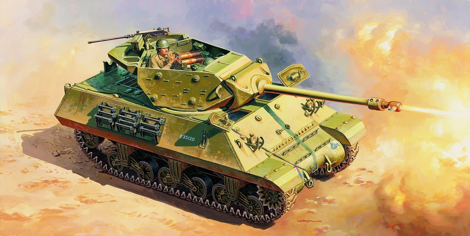 General 1920x967 tank army military military vehicle artwork soldier American tanks hat men uniform smoke Tank hunter