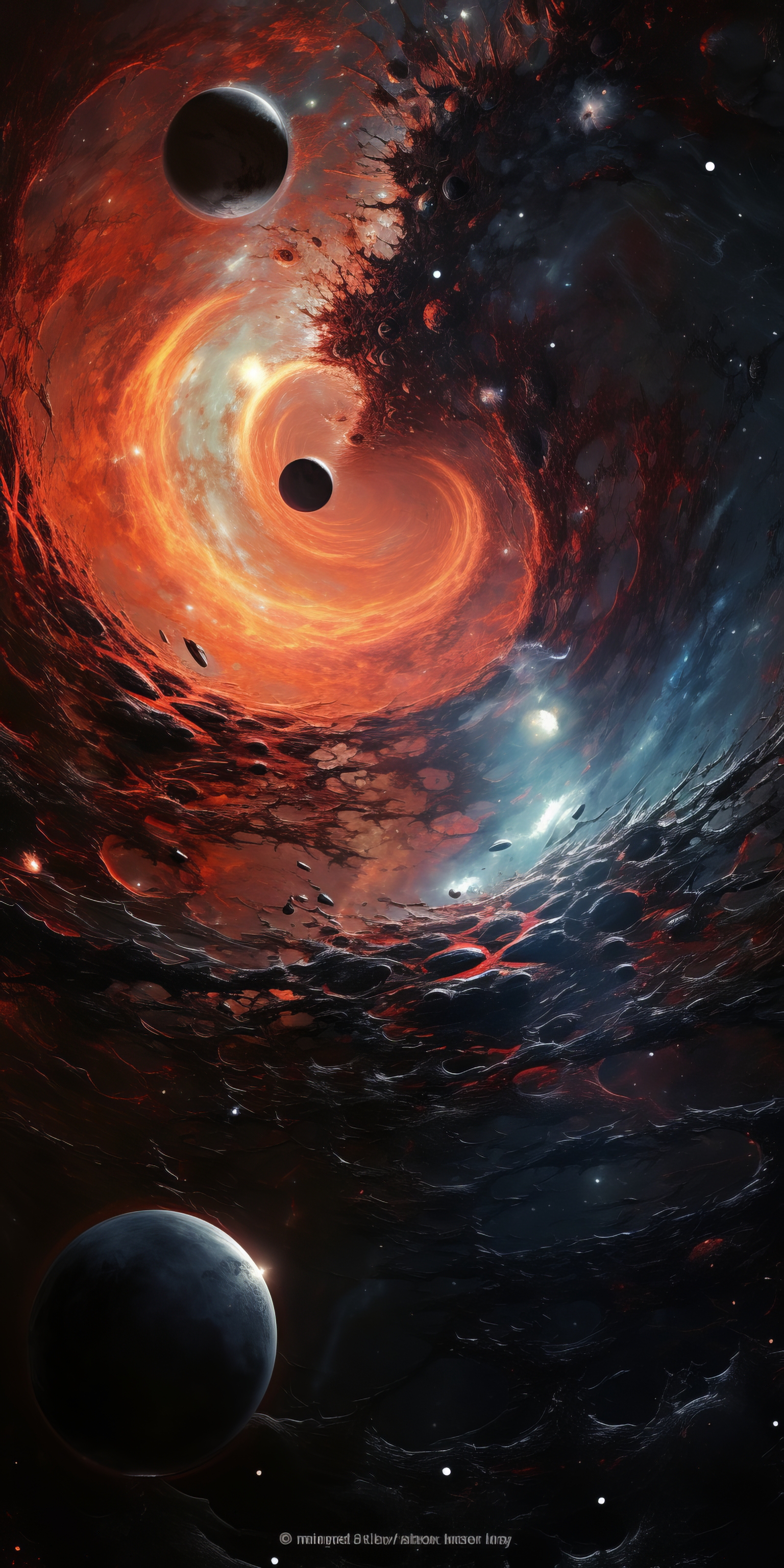 General 1536x3072 AI art portrait display illustration universe swirly planet stars space digital art