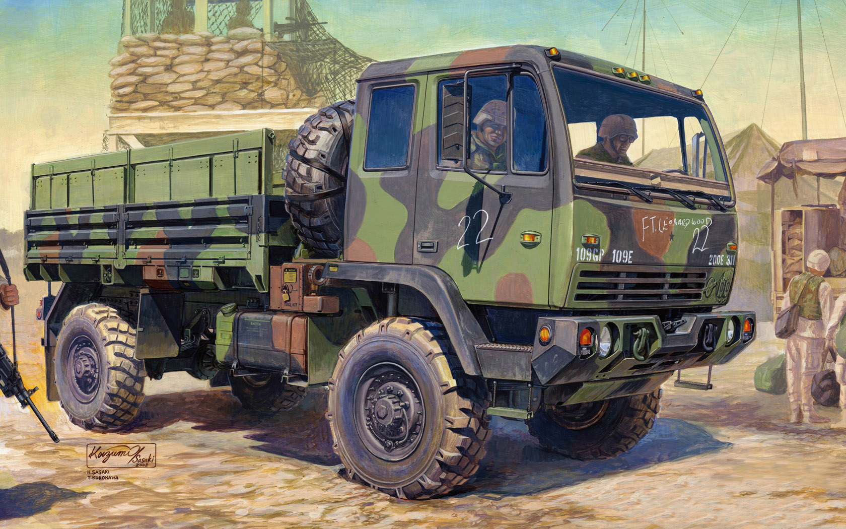 General 1680x1050 van car army military military vehicle artwork soldier men helmet uniform gun