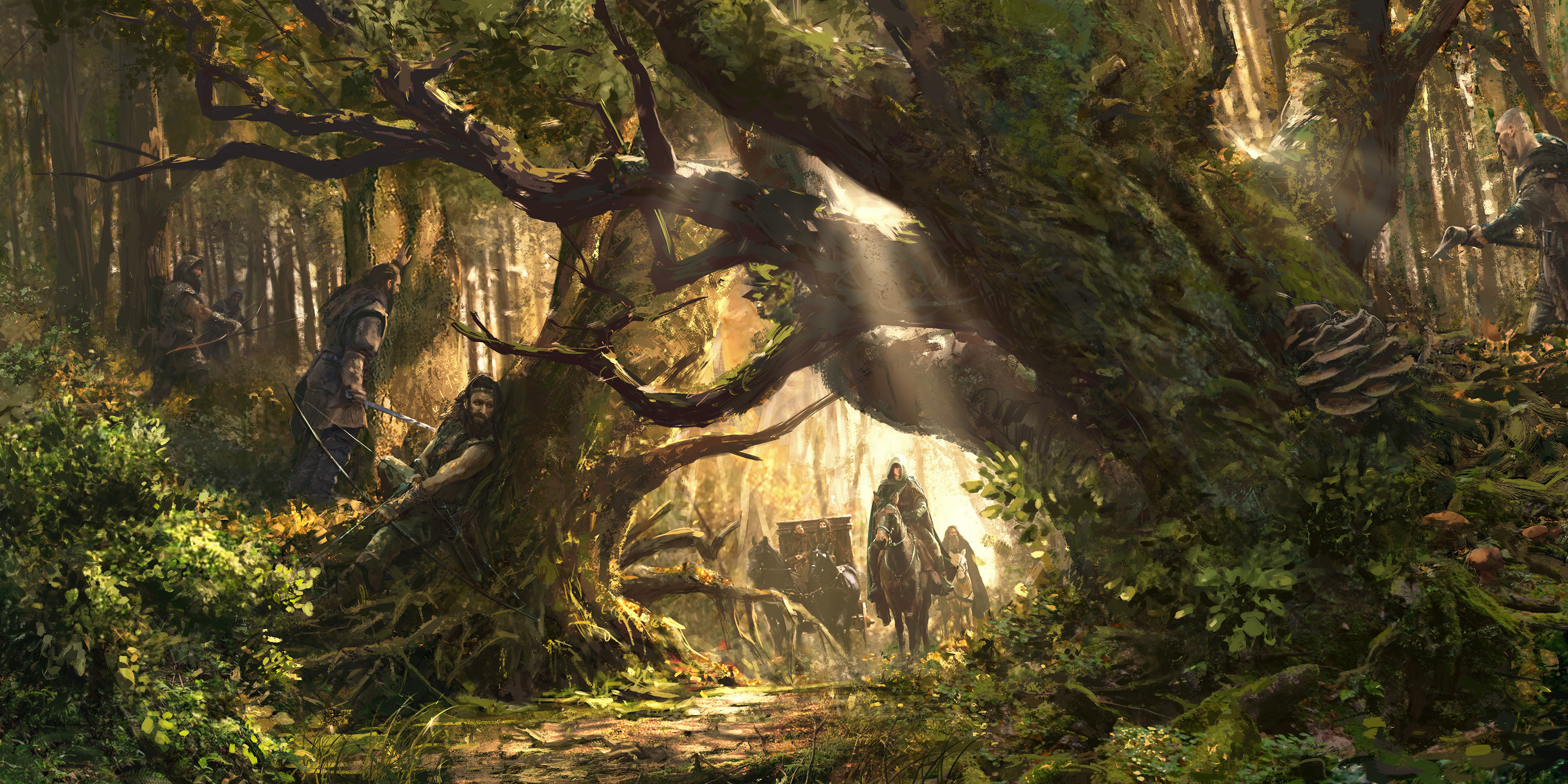 General 3543x1772 fantasy art forest Robbery trees Tomasz Ryger