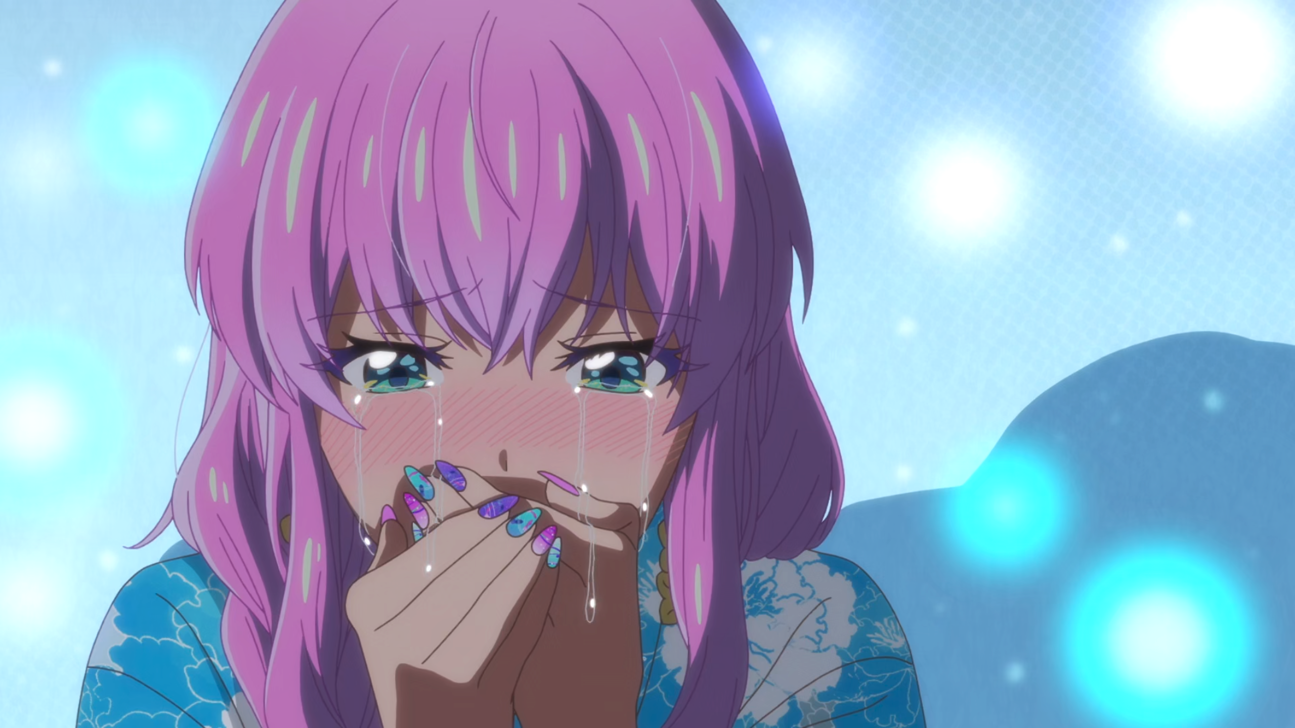 Anime 2560x1440 Akari Watanabe anime screenshot pink hair More Than a Married Couple, But Not Lovers anime girls Japanese shy anime long hair blushing crying woman crying Gyaru