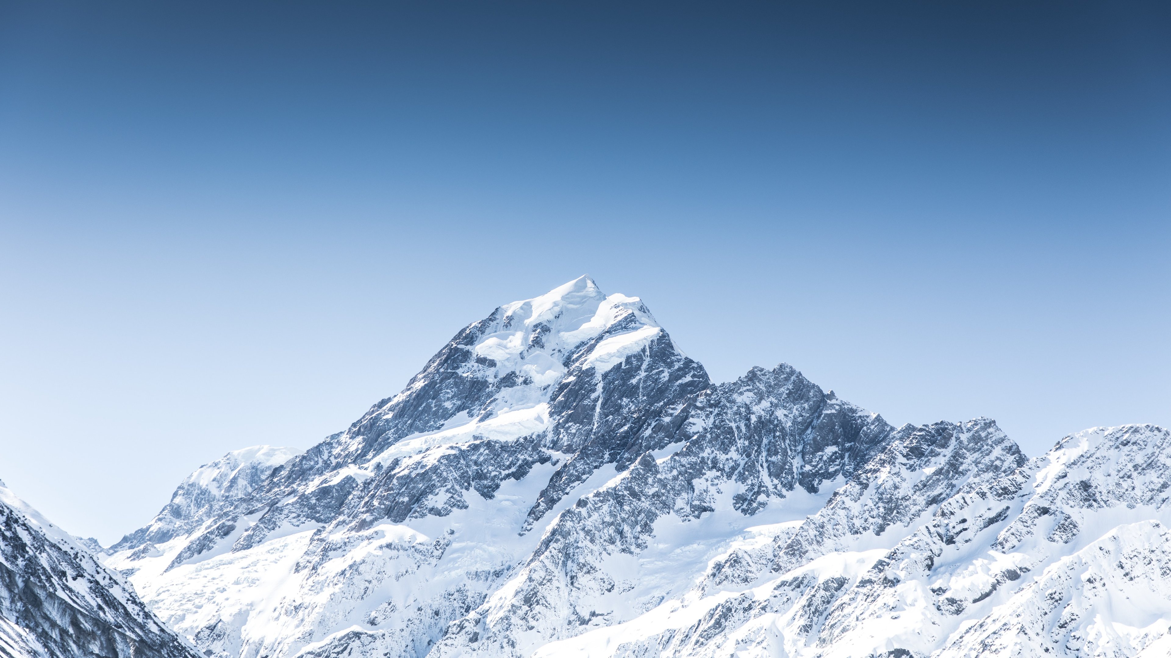 General 3840x2160 nature landscape mountains sky snowy peak rocks snow clear sky Mount Cook New Zealand