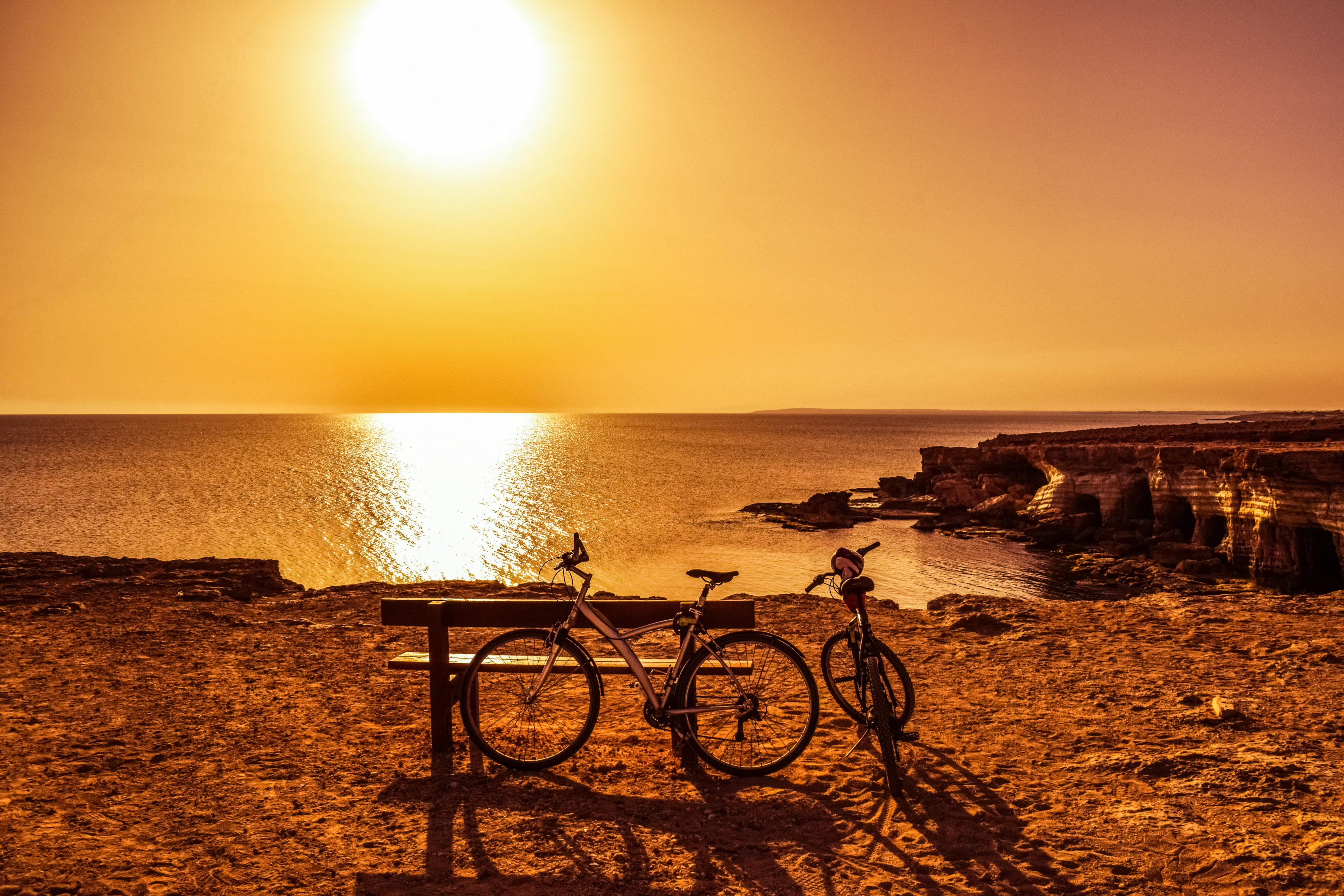 General 4000x2667 bicycle sunset sea sunset glow water