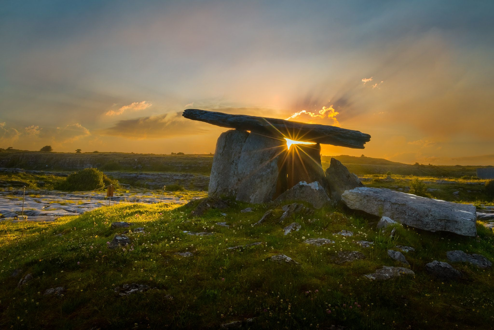 General 1920x1282 Poulnabrone Dolmen Ireland dolmen sunset rocks grass sky sunset glow