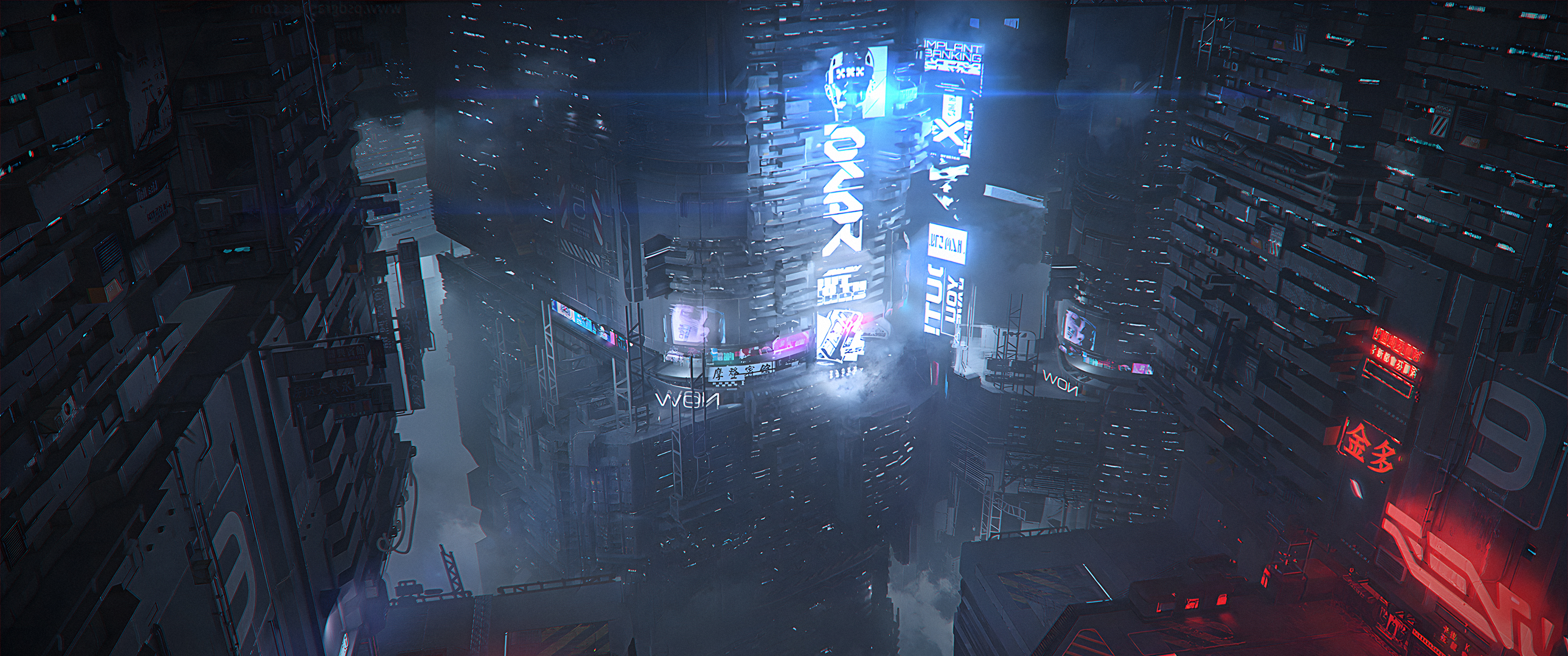 General 3440x1440 Ghostrunner 2 505 Games ultrawide cyberpunk futuristic city concept art video games video game art city lights