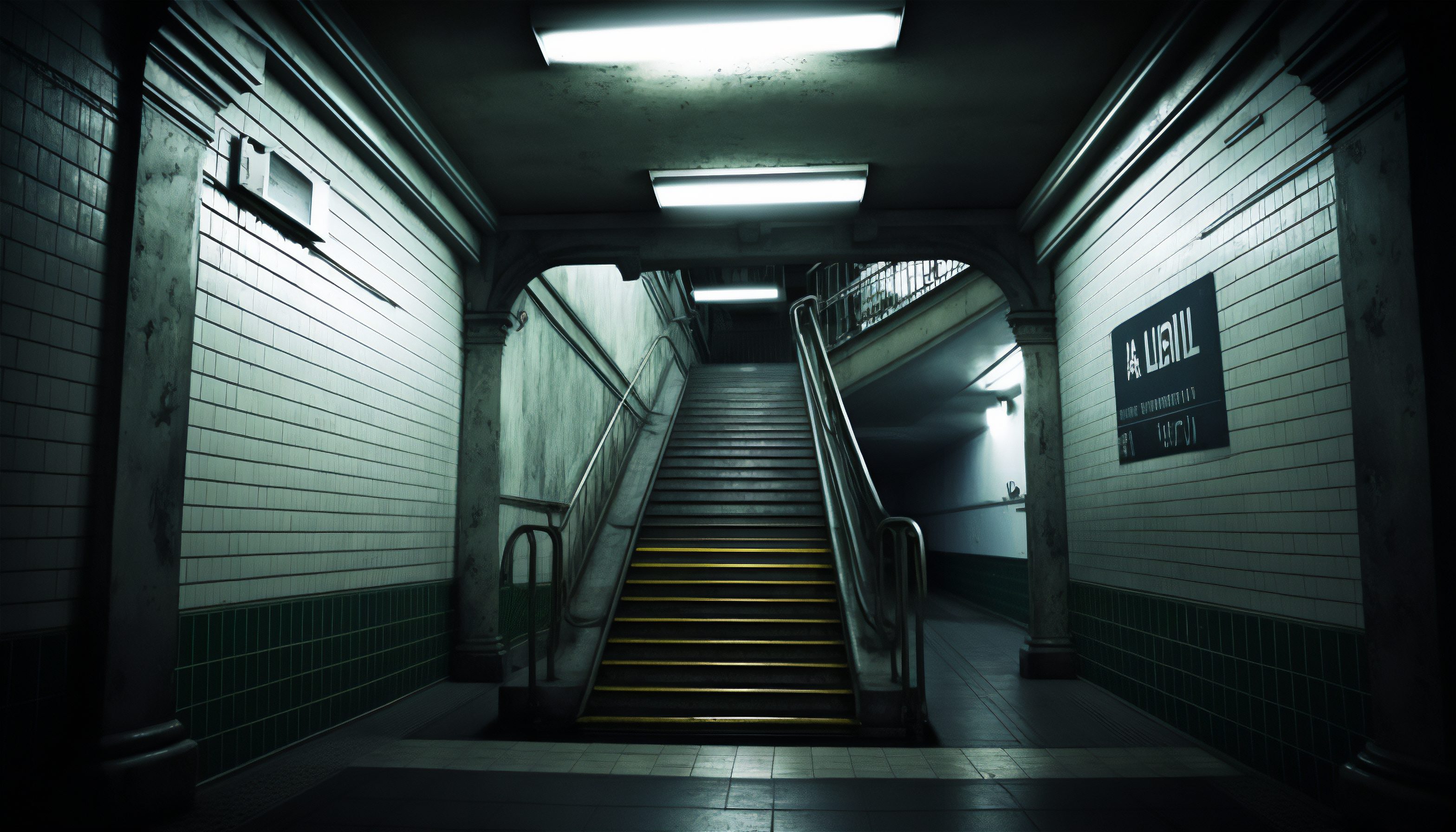 General 3136x1792 AI art subway stairs interior lights