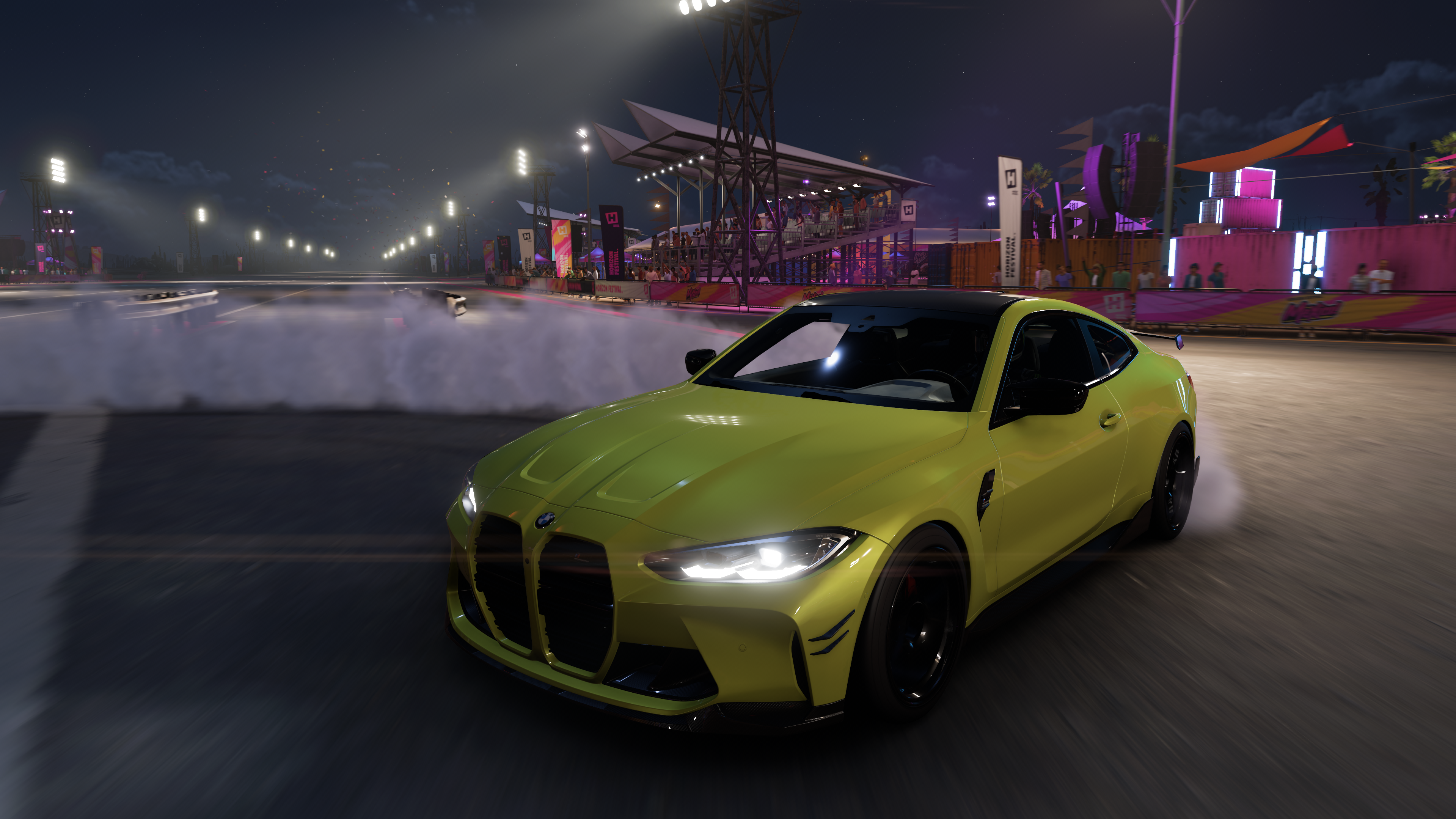 General 3839x2159 BMW Forza Horizon 5 drift drift cars video games CGI headlights night BMW M4