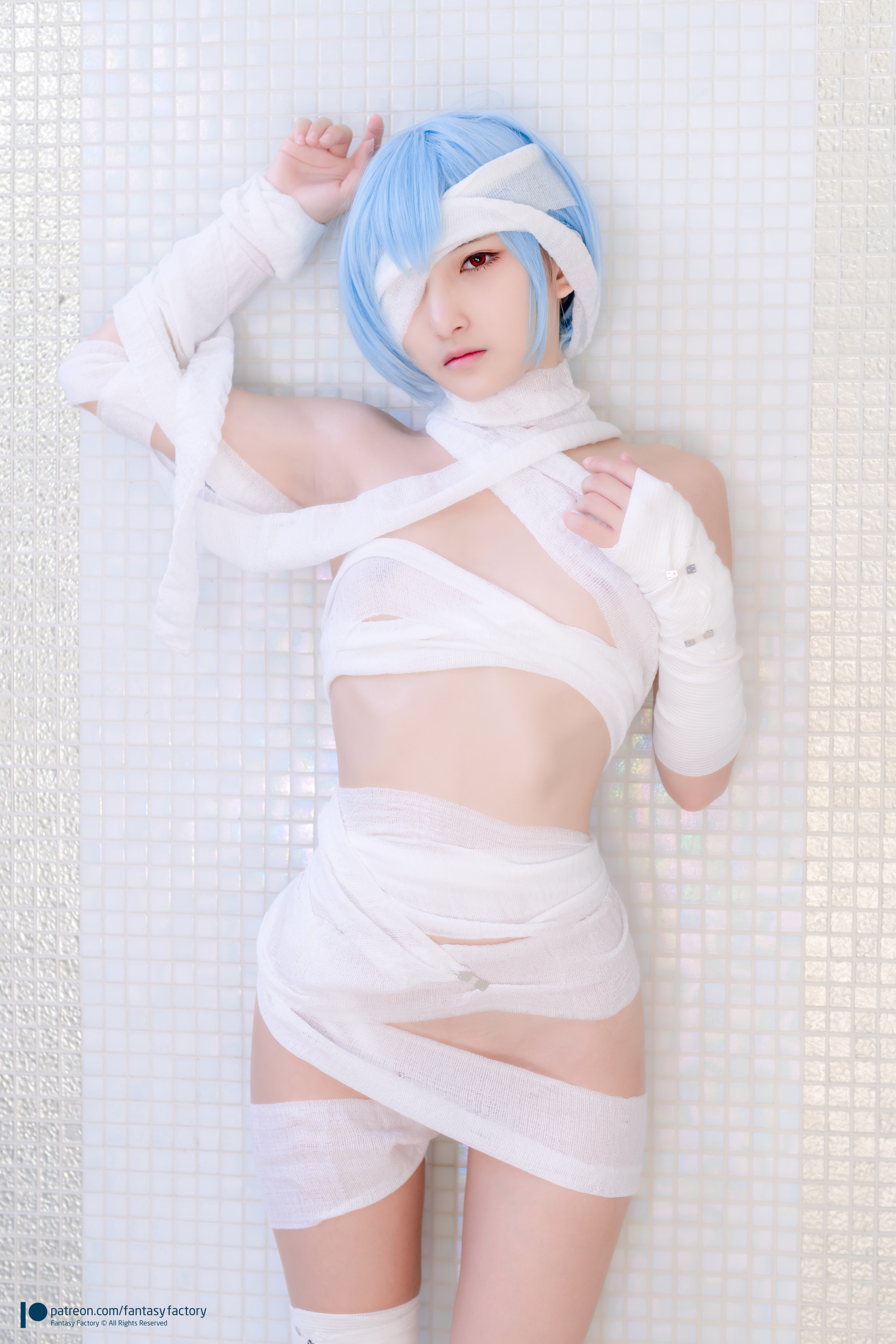 People 5109x7660 Asian women cosplay Neon Genesis Evangelion Ayanami Rei Fantasy Factory wrapped bandages