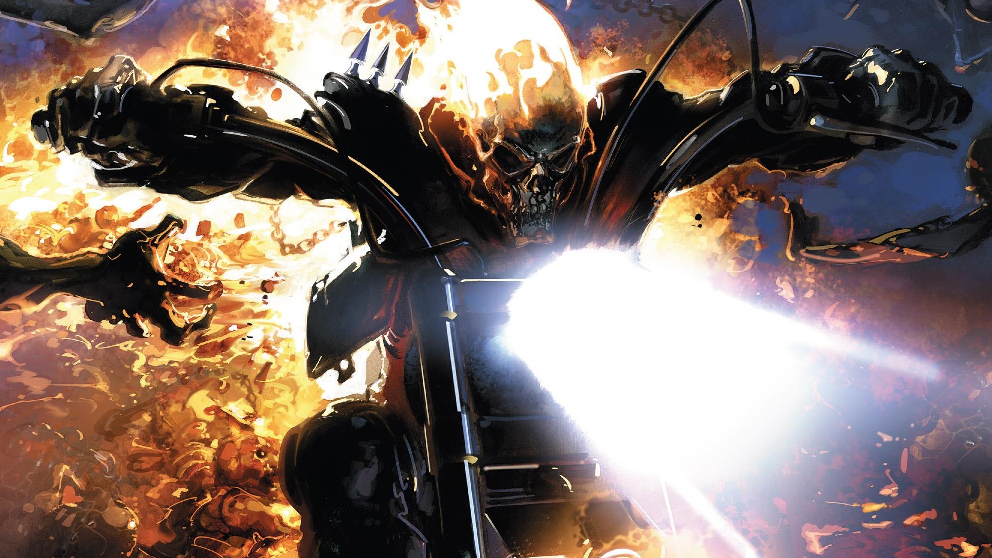 General 1984x1117 comics comic art Marvel Comics Ghost Rider fire motorcycle driver skull