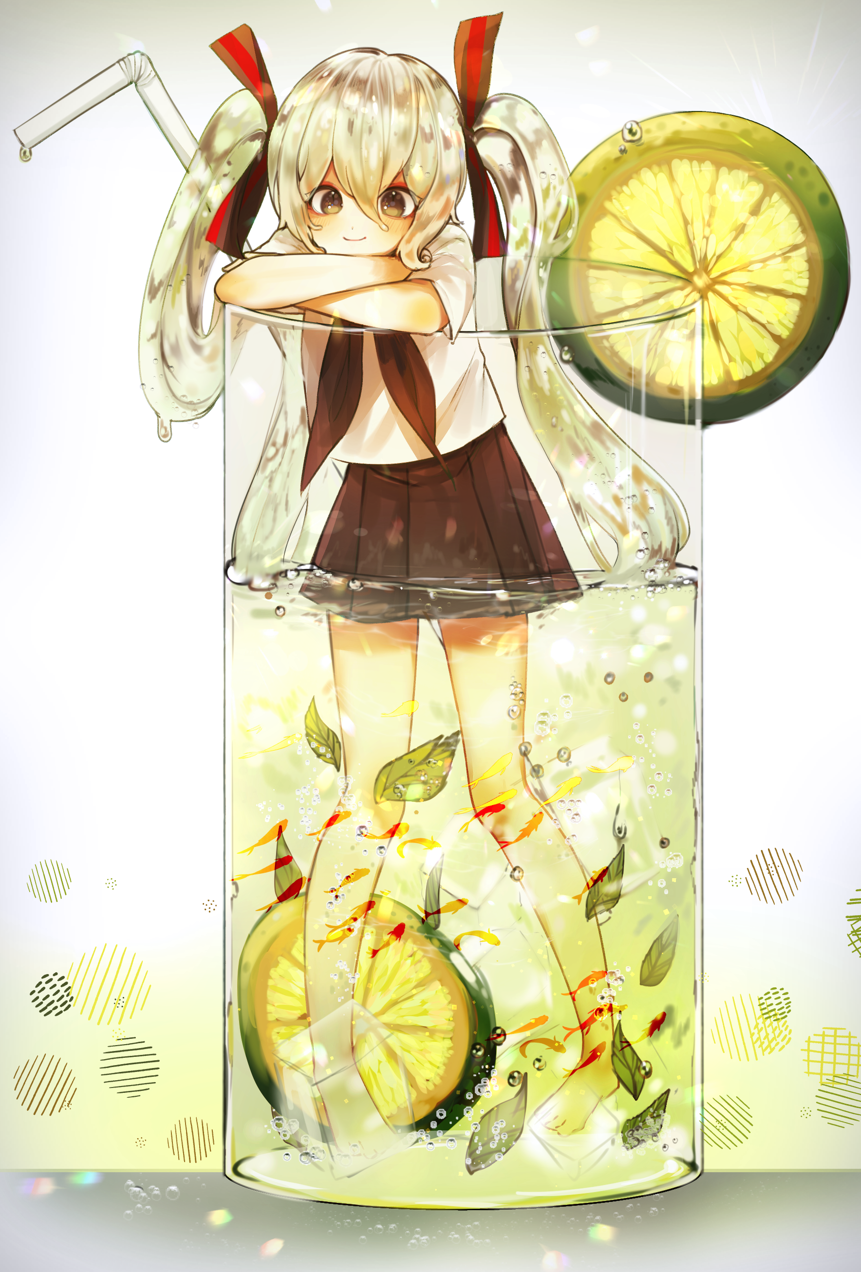 Anime 1768x2613 anime anime girls Hatsune Miku Vocaloid Bottle Miku school uniform