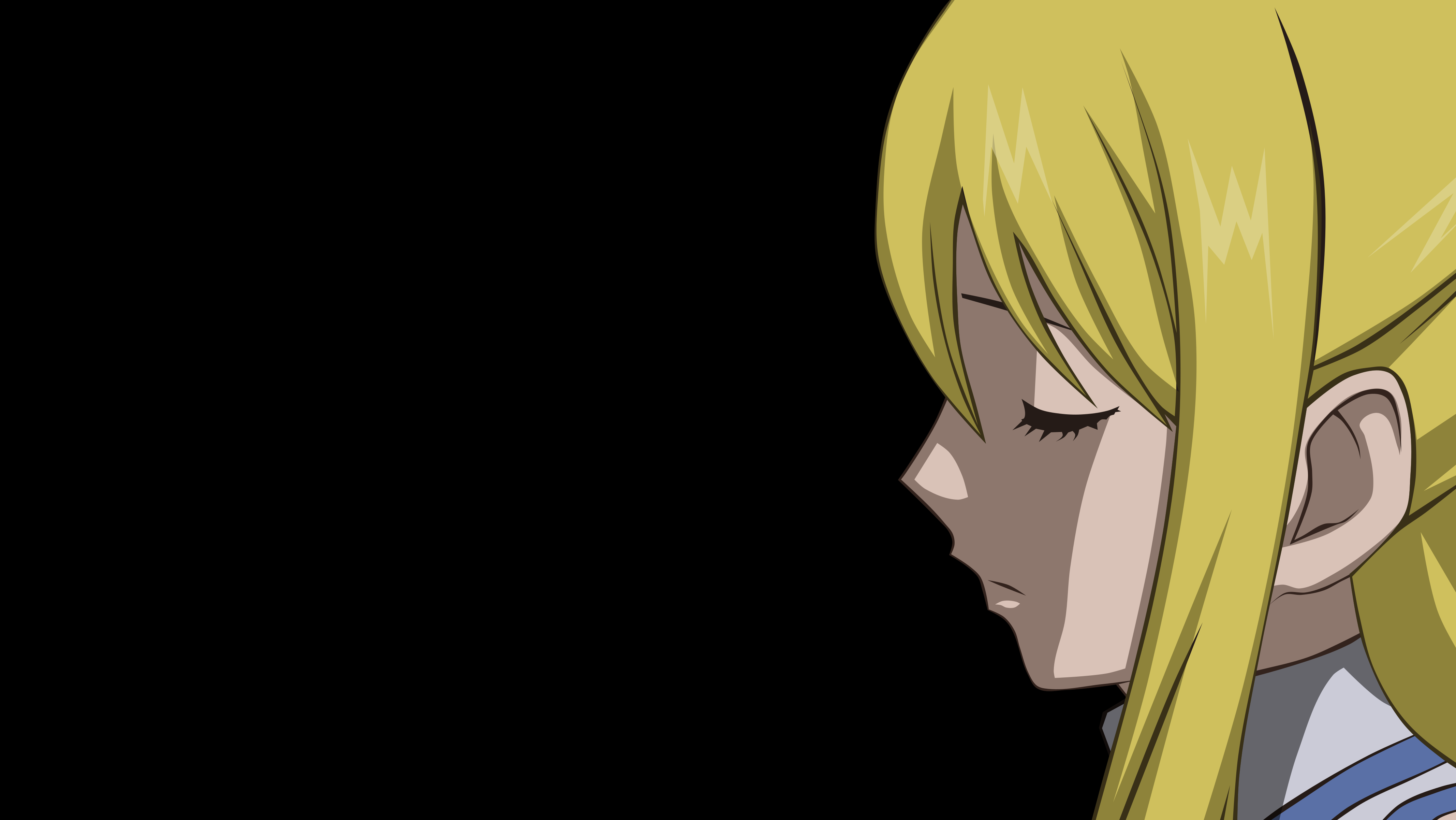 Anime 4269x2403 Heartfilia Lucy  Fairy Tail anime girls closed eyes face profile blonde black background