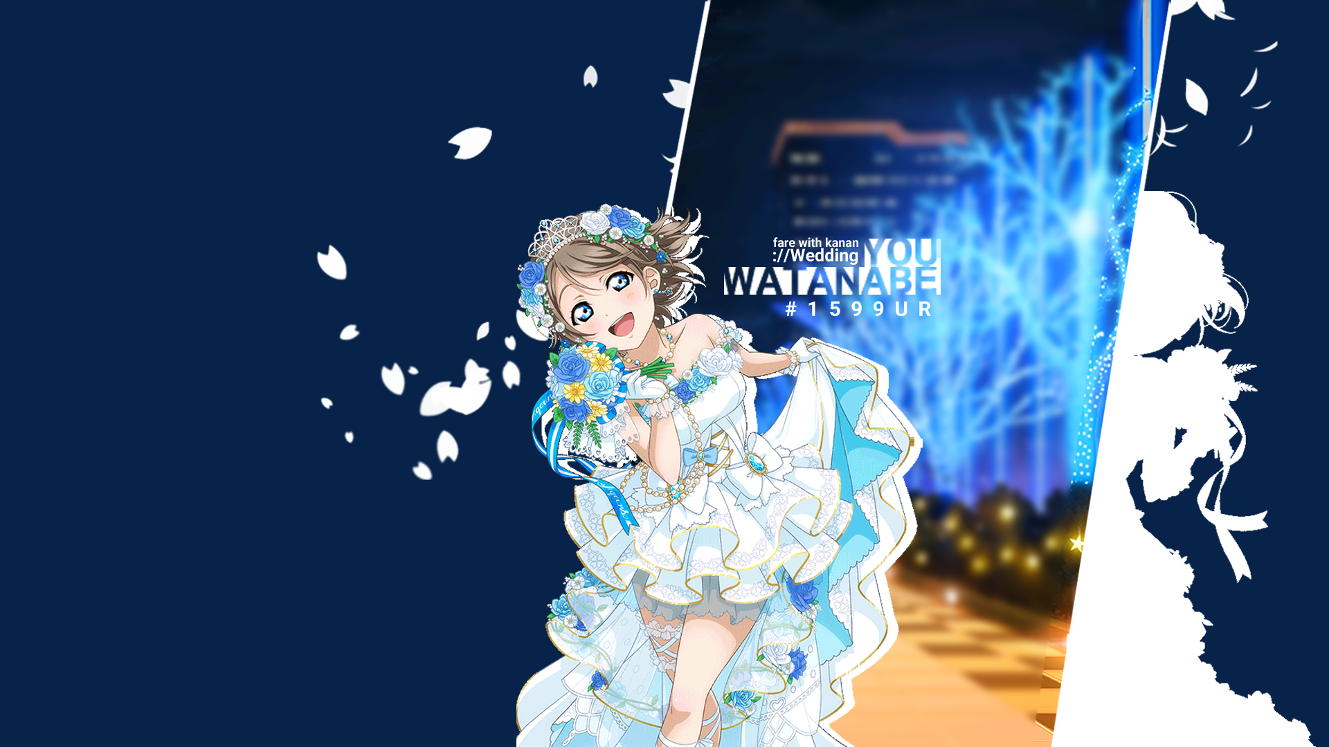 Anime 1920x1080 Watanabe You anime girls anime blue background dress flower in hair white dress blue eyes brunette Love Live! Sunshine