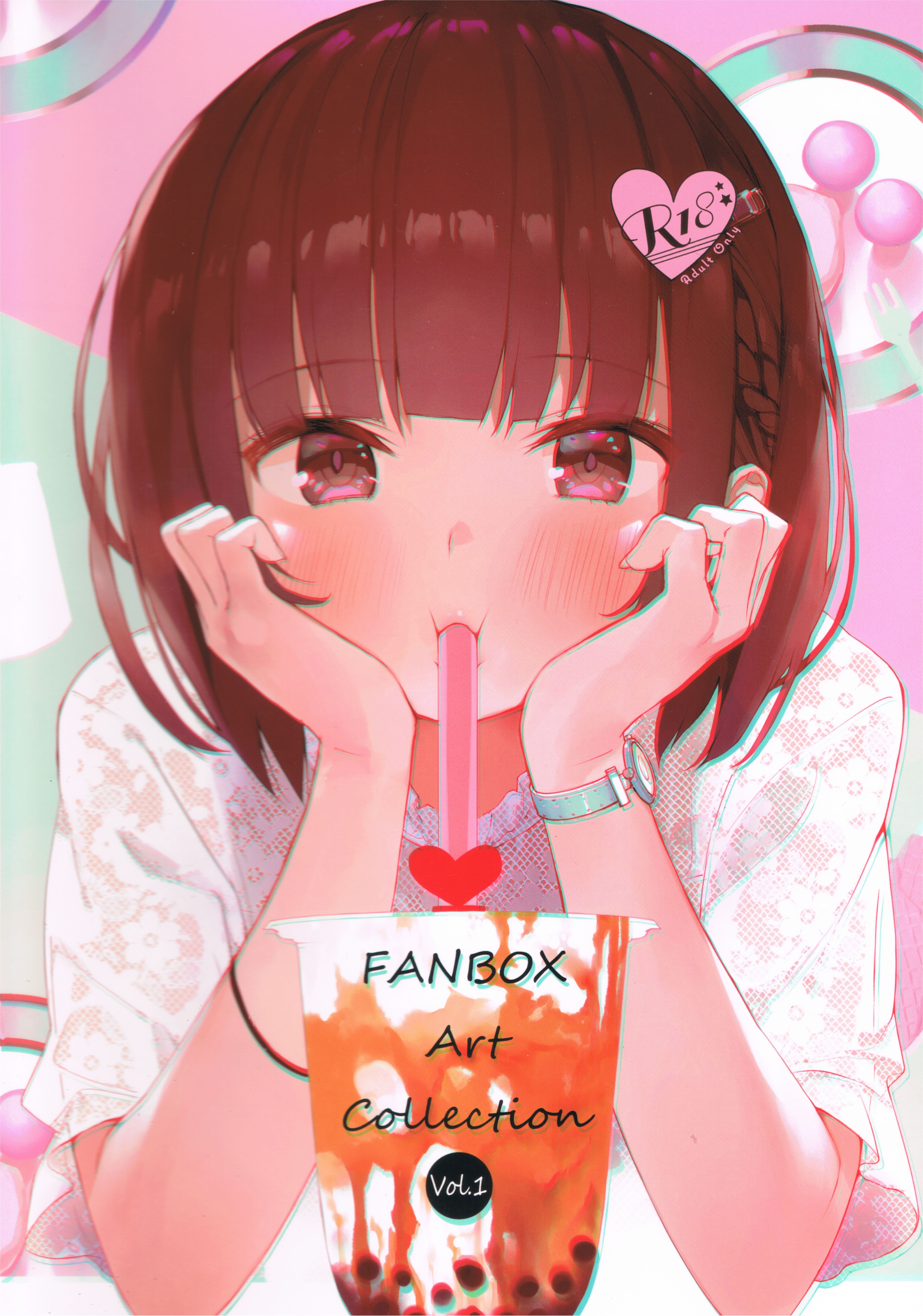 Anime 4819x6874 anime anime girls digital art artwork 2D portrait display Gaou brunette brown eyes blushing drinking