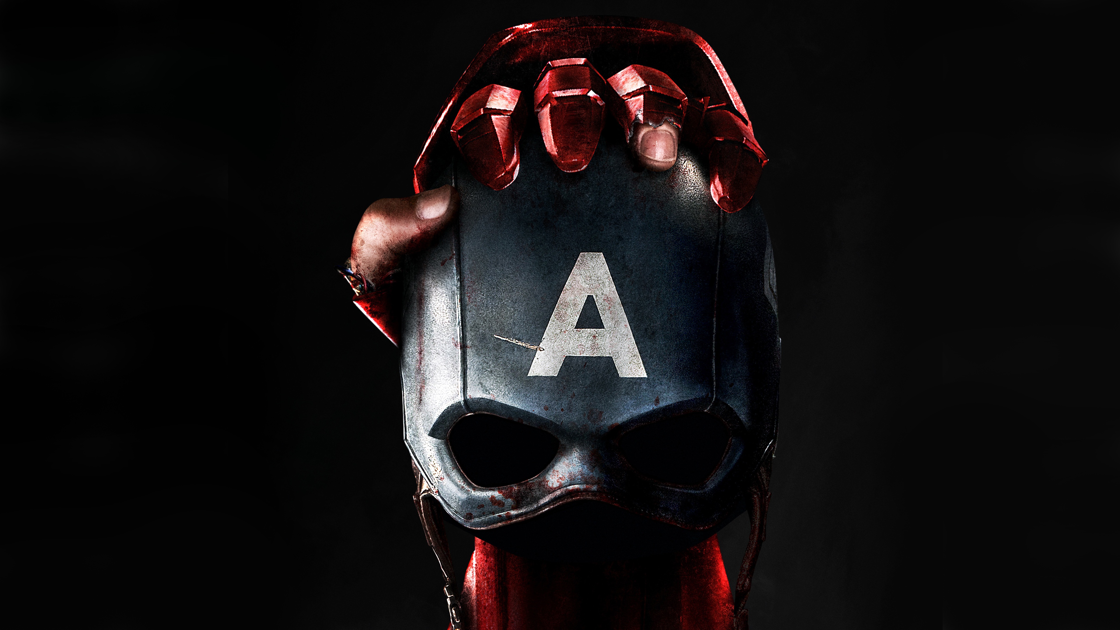 General 3840x2160 Captain America Iron Man mask black background Captain America: Civil War Marvel Cinematic Universe Marvel Comics simple background digital art