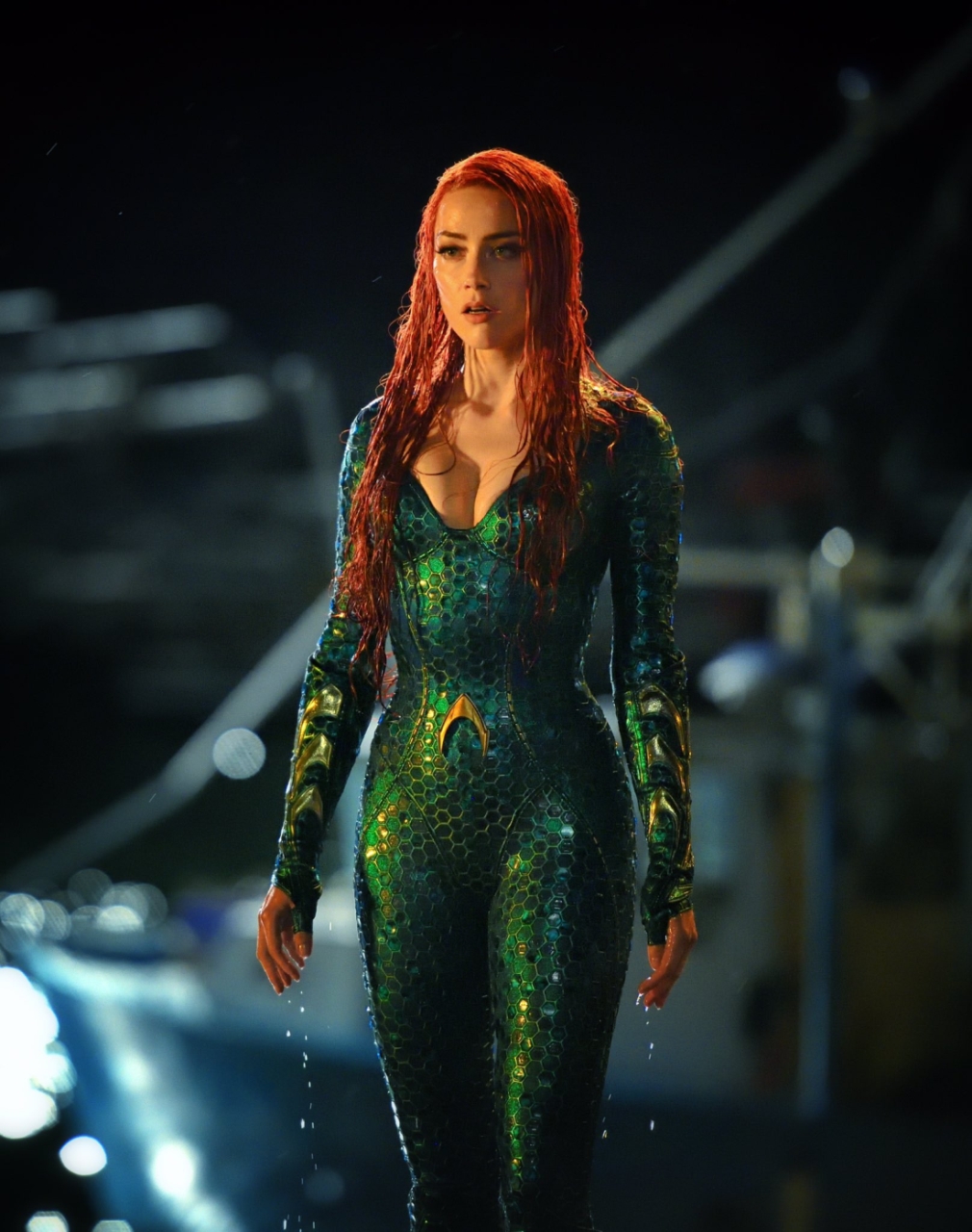 People 1010x1280 Amber Heard women actress redhead long hair bodysuit Mera Aquaman DC Comics wet body DC Extended Universe costumes dyed hair movies film stills boobs cleavage wet hair