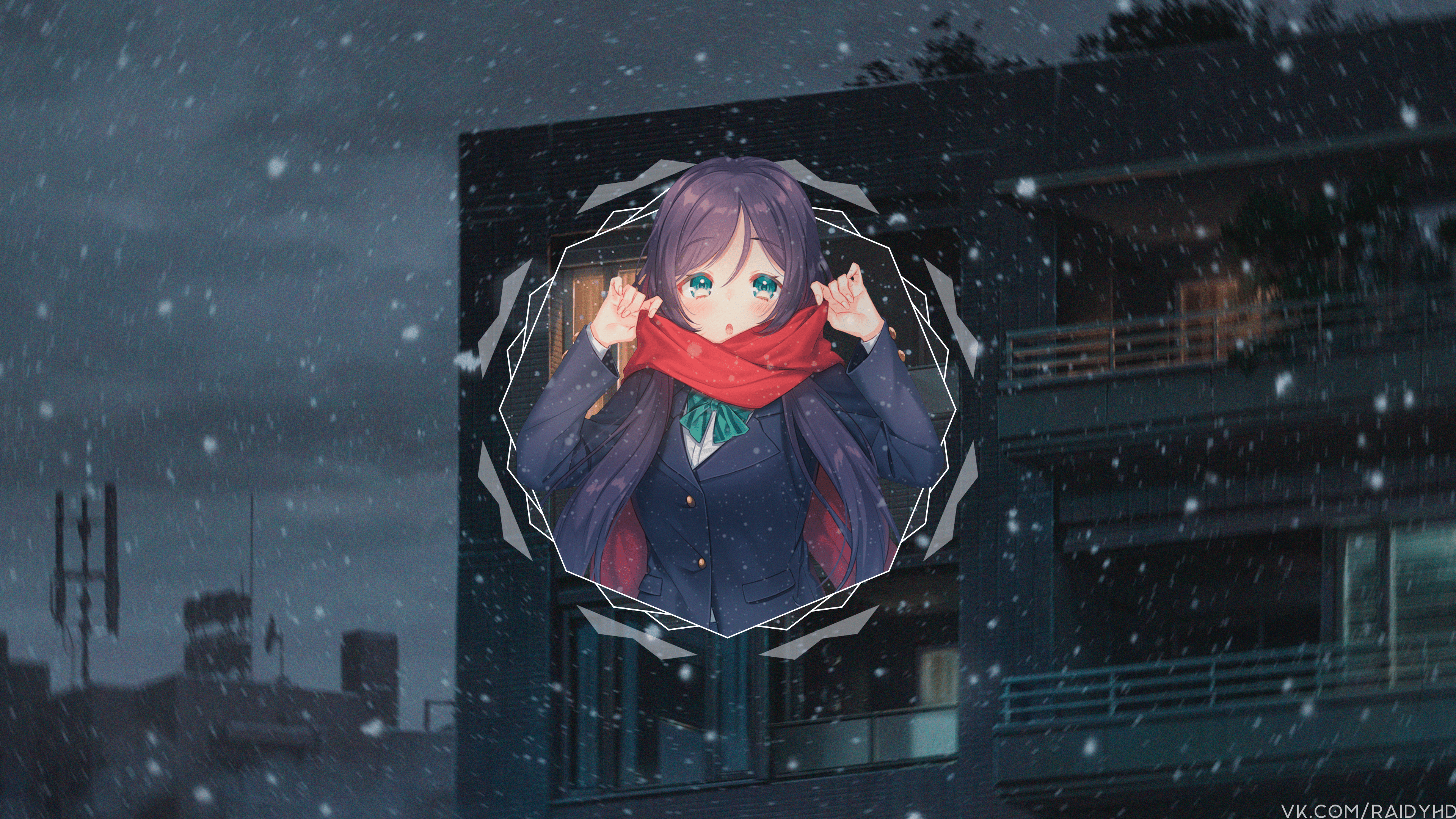 Anime 3840x2160 anime anime girls picture-in-picture Love Live! cold snow Toujou Nozomi watermarked
