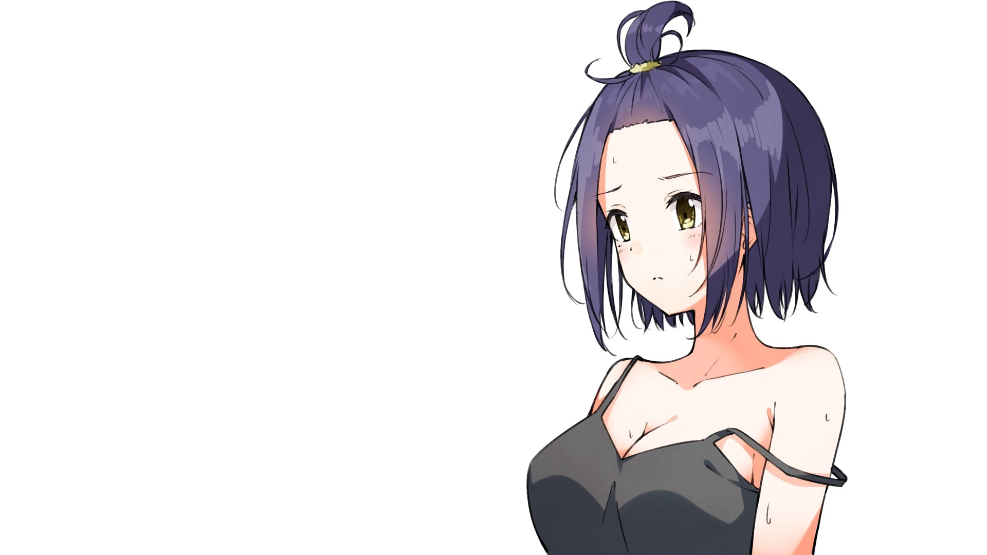Anime 1920x1080 anime manga anime girls simple background purple hair singlets big boobs cleavage no bra