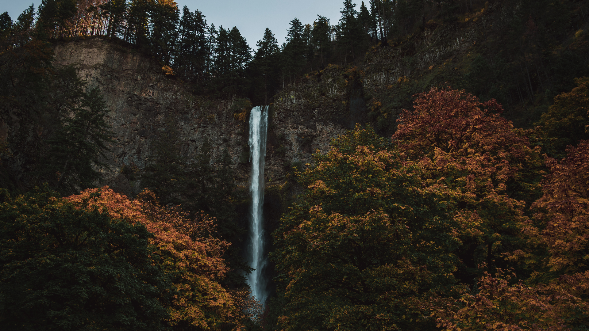 General 1920x1080 nature landscape trees forest water waterfall fall mountains sky Multnomah Falls Oregon USA