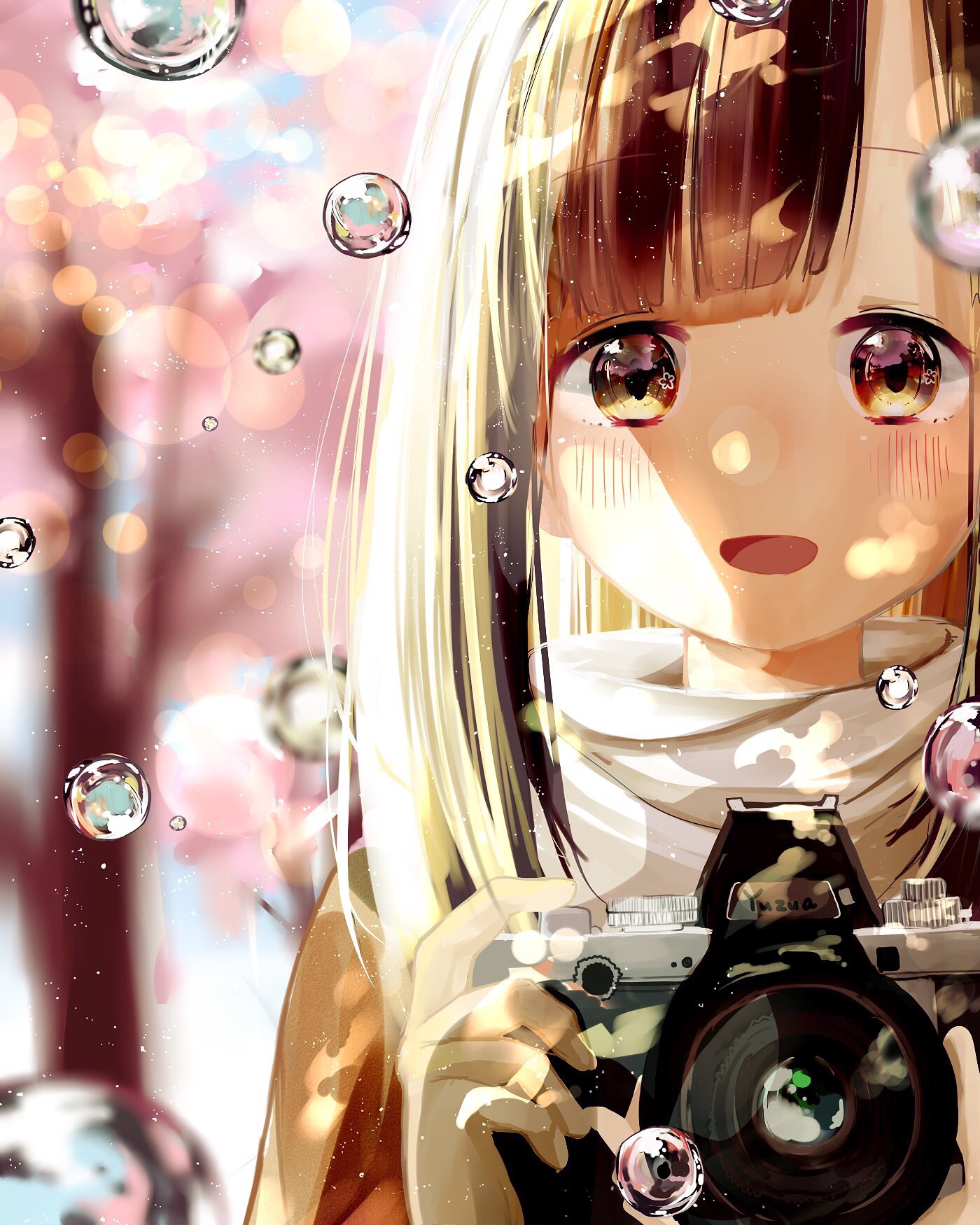 Anime 1400x1750 anime anime girls camera bubbles