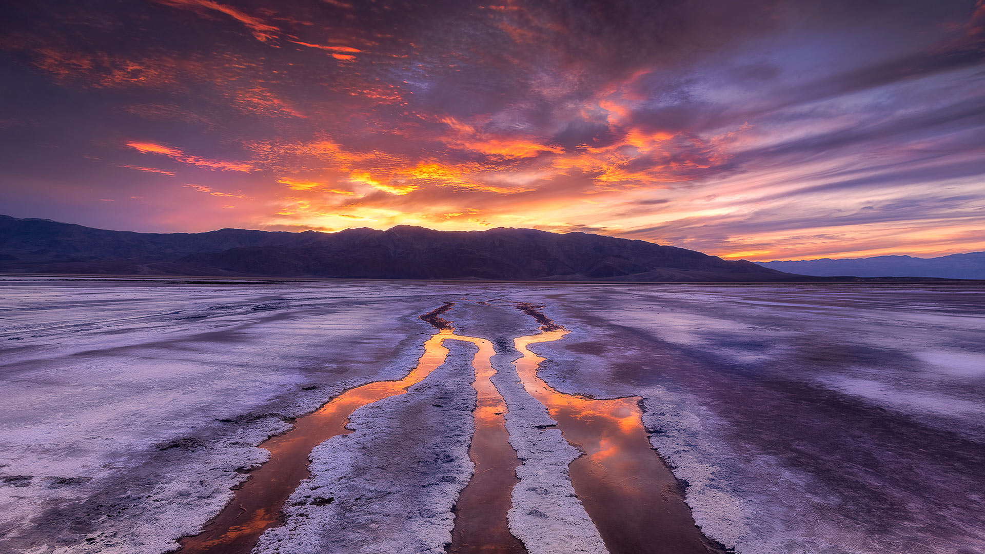 General 1920x1080 nature landscape sky clouds mountains sunset Death Valley California USA water reflection