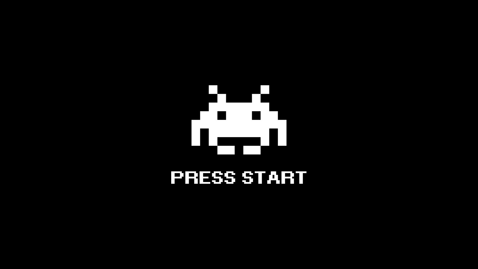 General 1600x900 black background video game art Video Game Creatures Space Invaders pixels retro games text