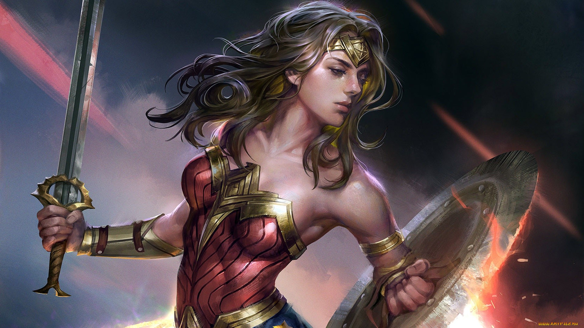 General 1920x1080 fantasy girl women warrior Wonder Woman comic art