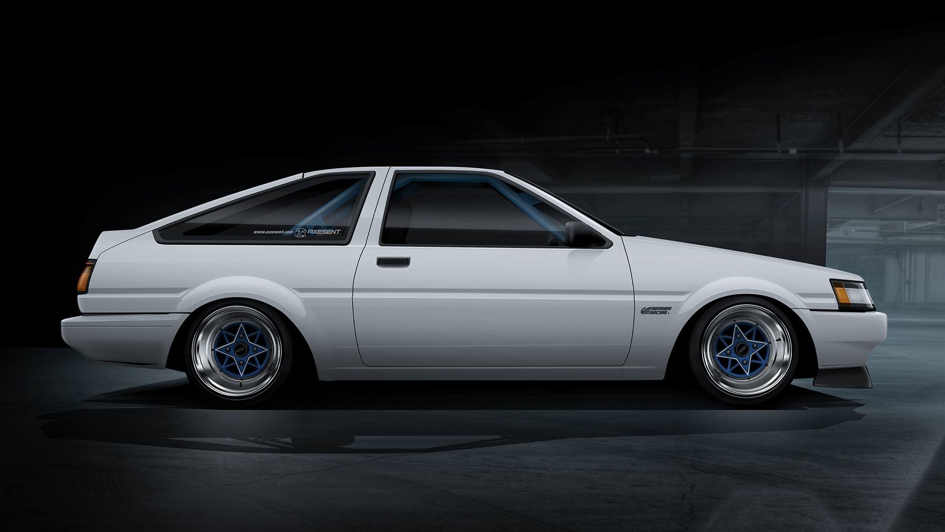 General 1920x1080 Axesent Creations Toyota AE86 CGI Toyota Japanese cars side view white cars