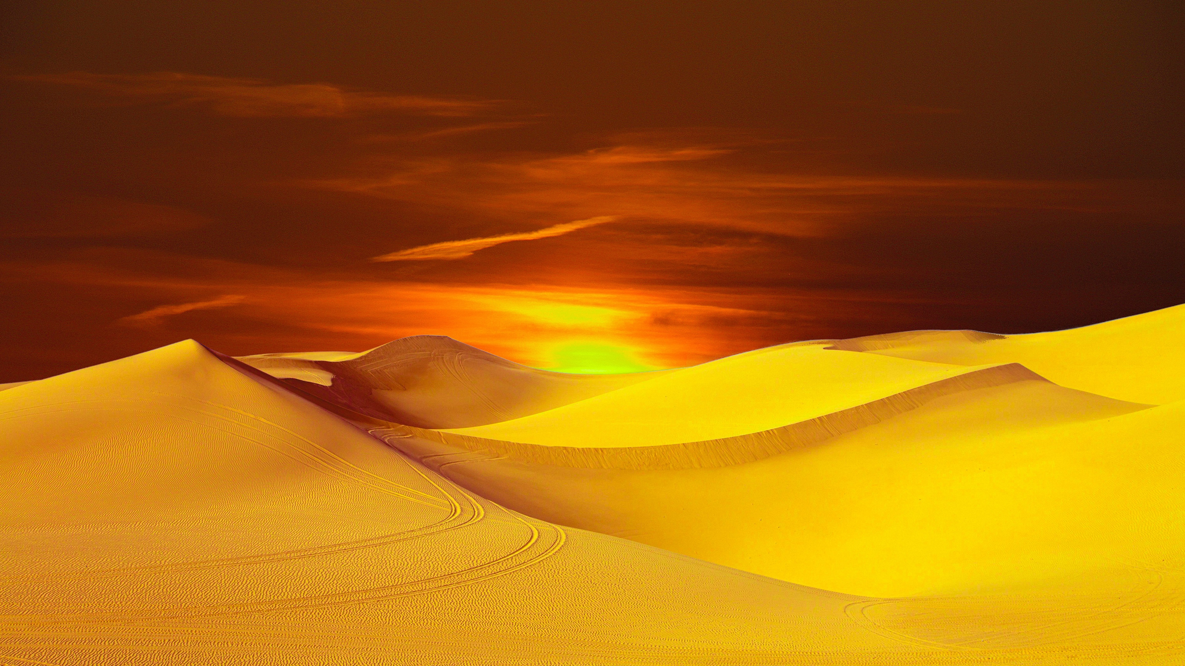 General 3840x2160 desert sand sunlight nature warm yellow landscape sunset