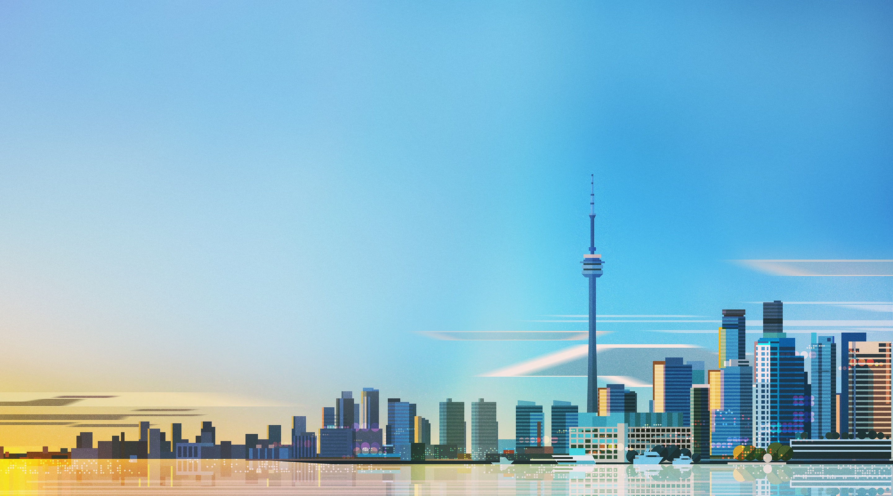 General 2880x1600 illustration city cityscape artwork Toronto CN Tower