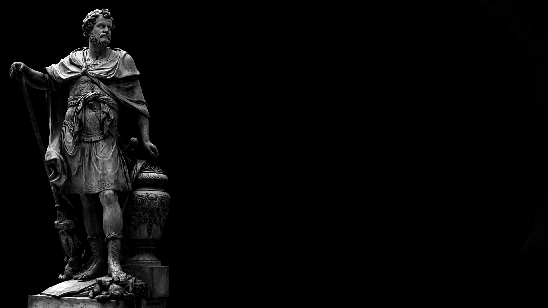 General 1920x1080 statue dark Ancient Greek sculpture simple background monochrome sculpture