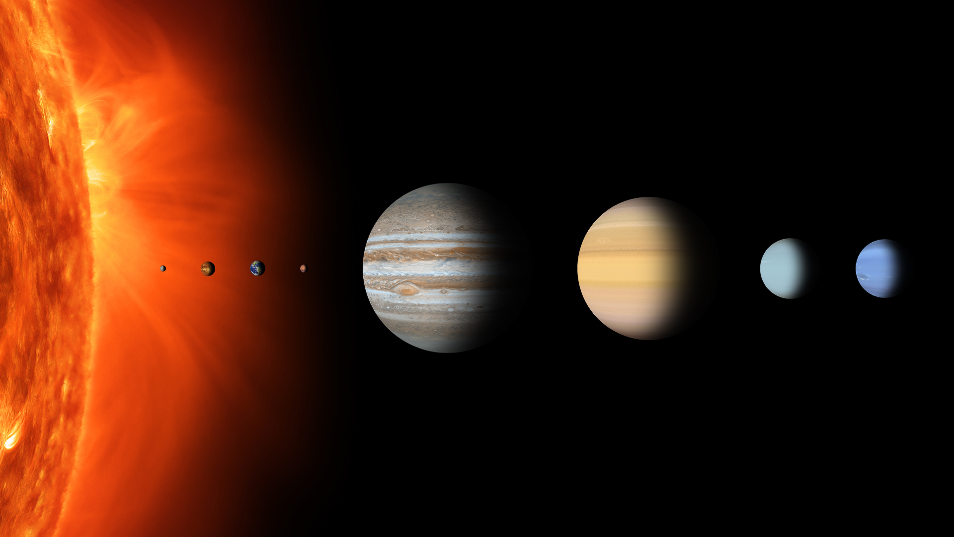 General 1920x1080 Sun Solar System planet Mars Earth Venus Jupiter Mercury Saturn Neptune Uranus space