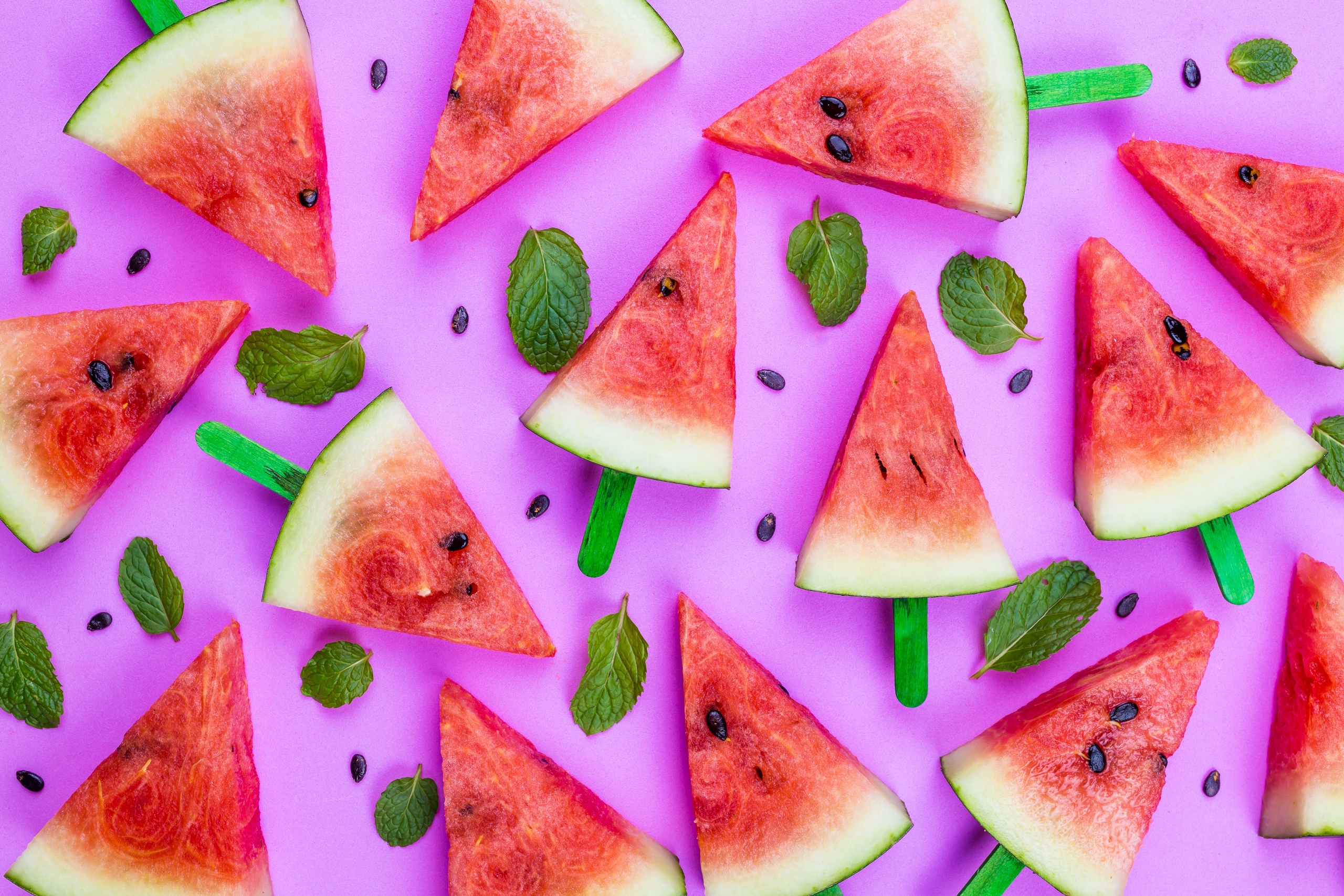 General 2560x1707 food sweets popsicle fruit pink watermelons leaves