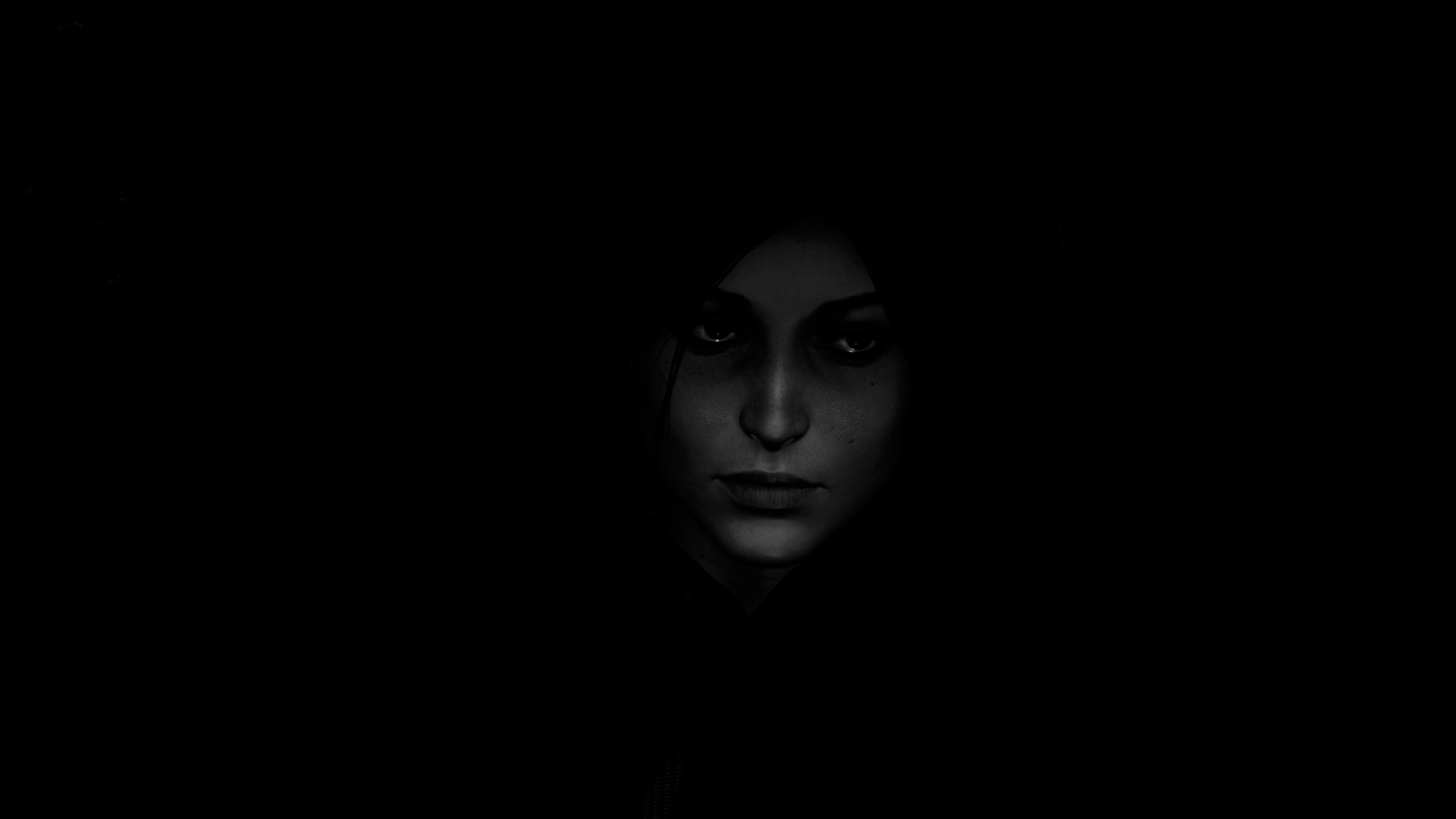 General 3840x2160 screen shot PC gaming video game characters Shadow of the Tomb Raider dark face black Lara Croft (Tomb Raider) video game girls minimalism