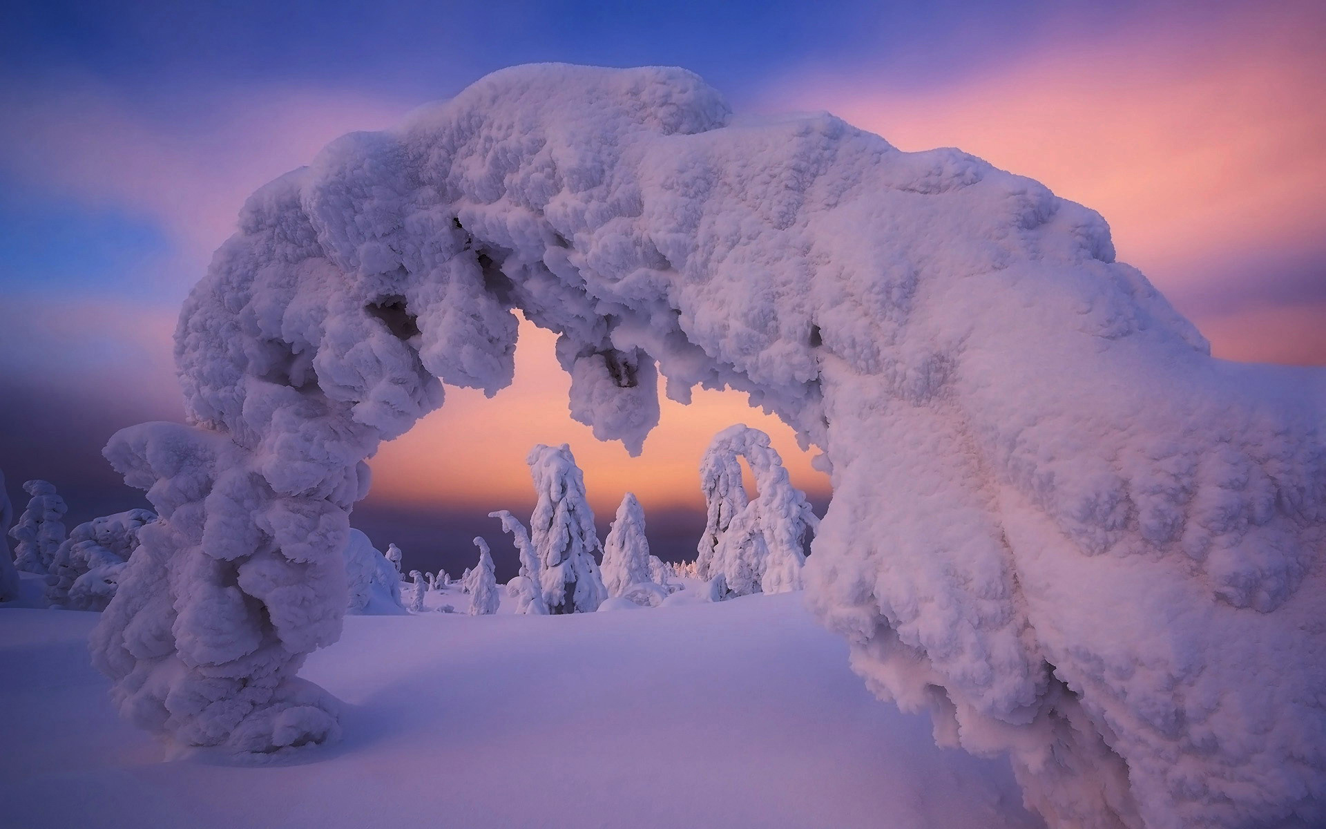 General 1920x1200 nature winter sunset snow arch