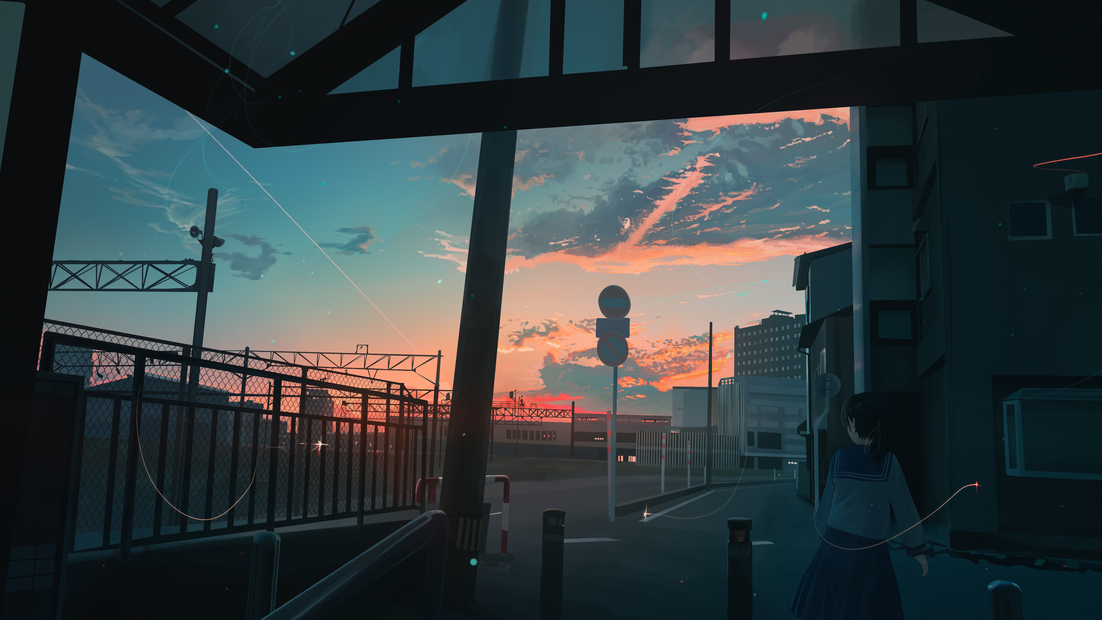 Anime 3840x2160 anime urban sky sunlight moescape