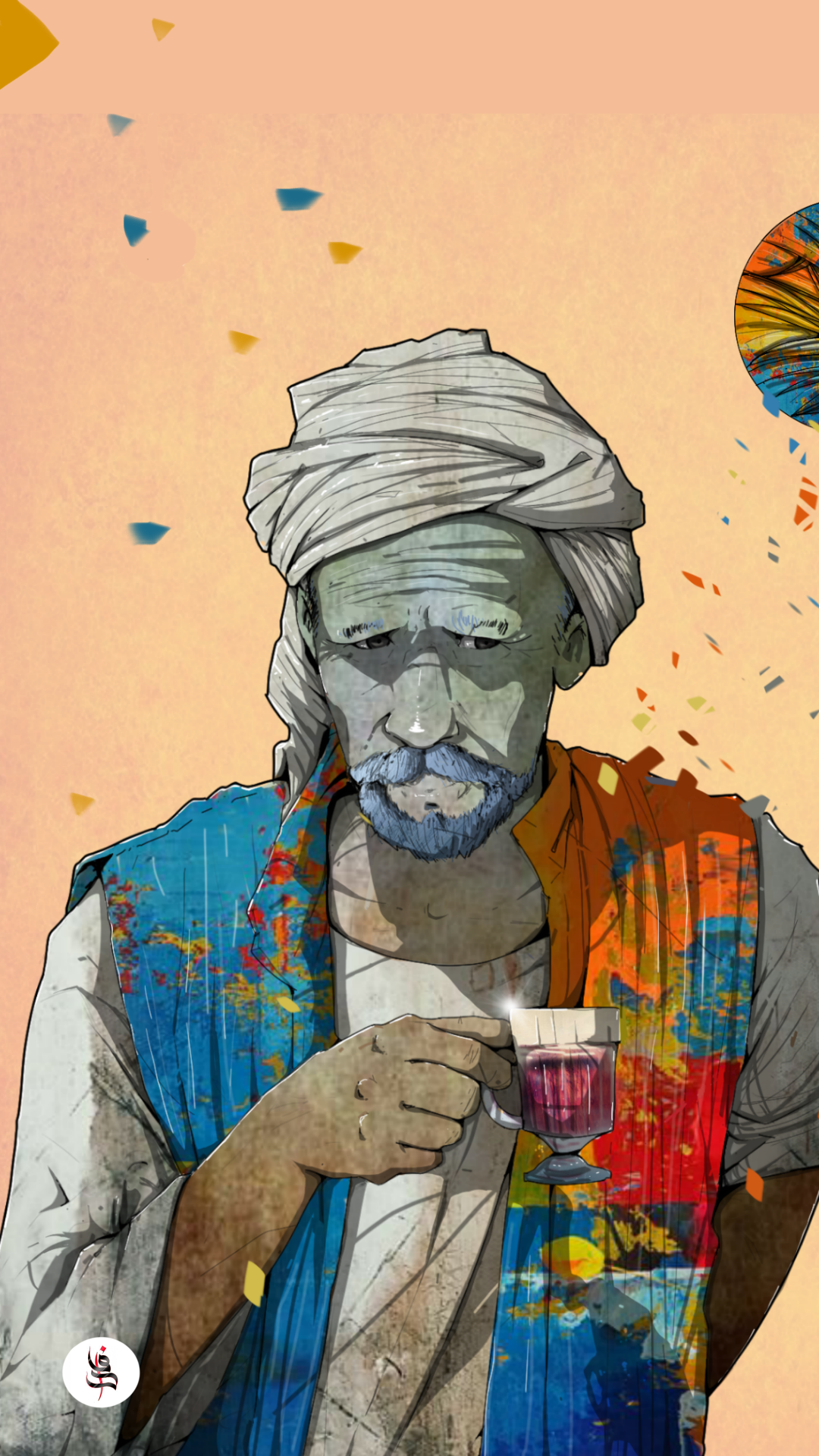 General 1080x1920 illustration digital art men beard tea artwork kudi888