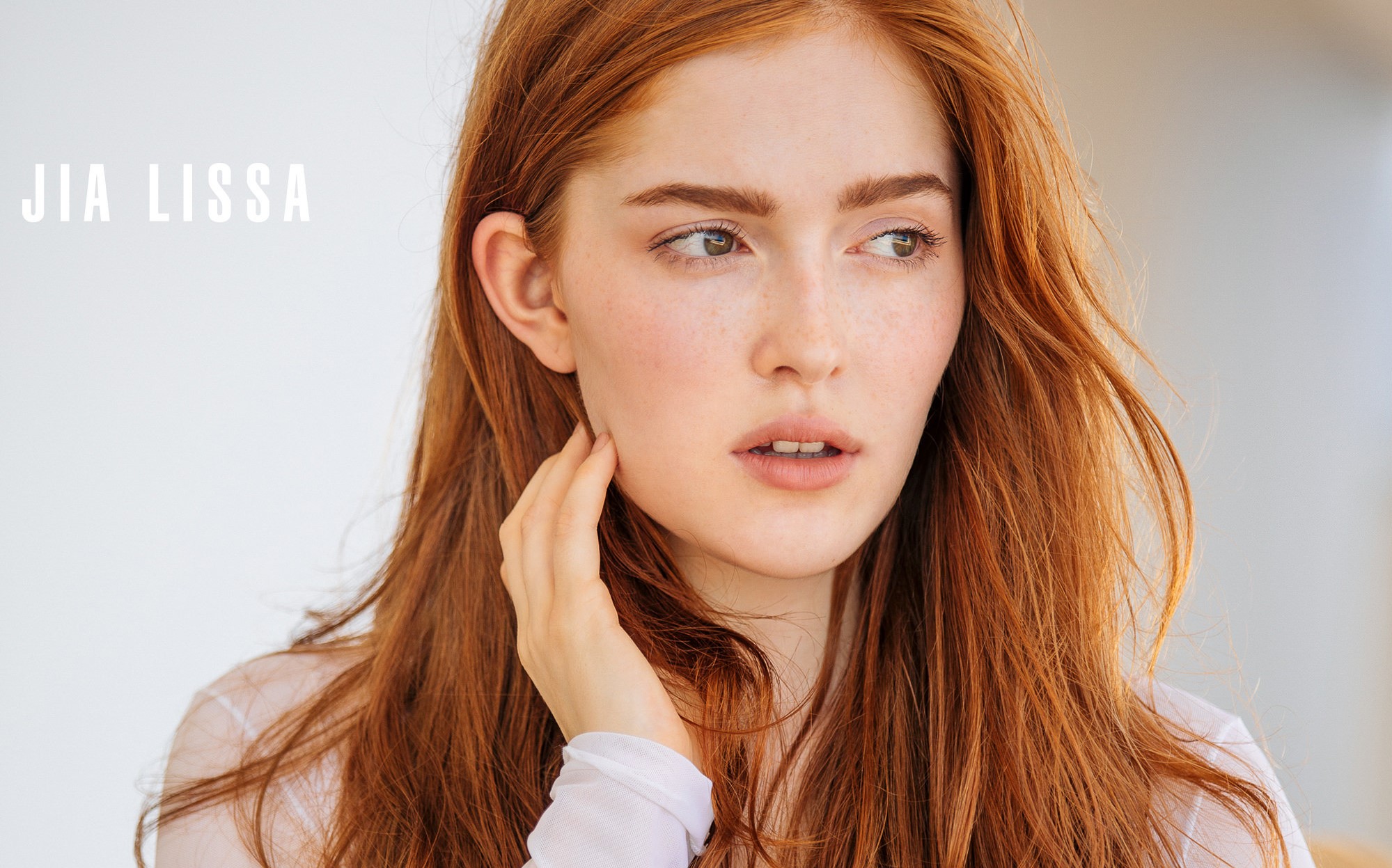 Jia Lissa Model Women Face Redhead Looking Away Russian Russian
