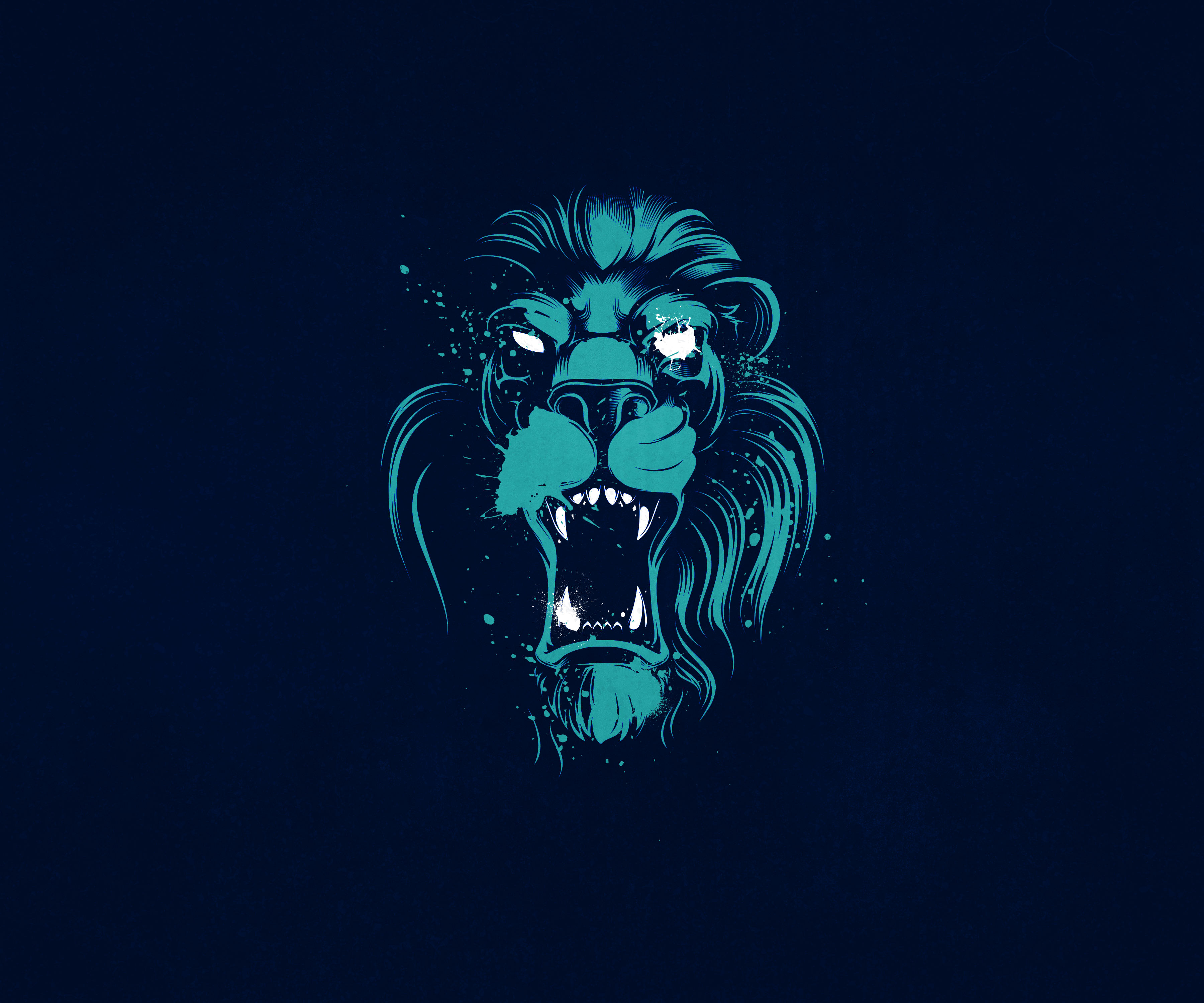 General 3600x3000 digital art lion simple background animals blue background artwork
