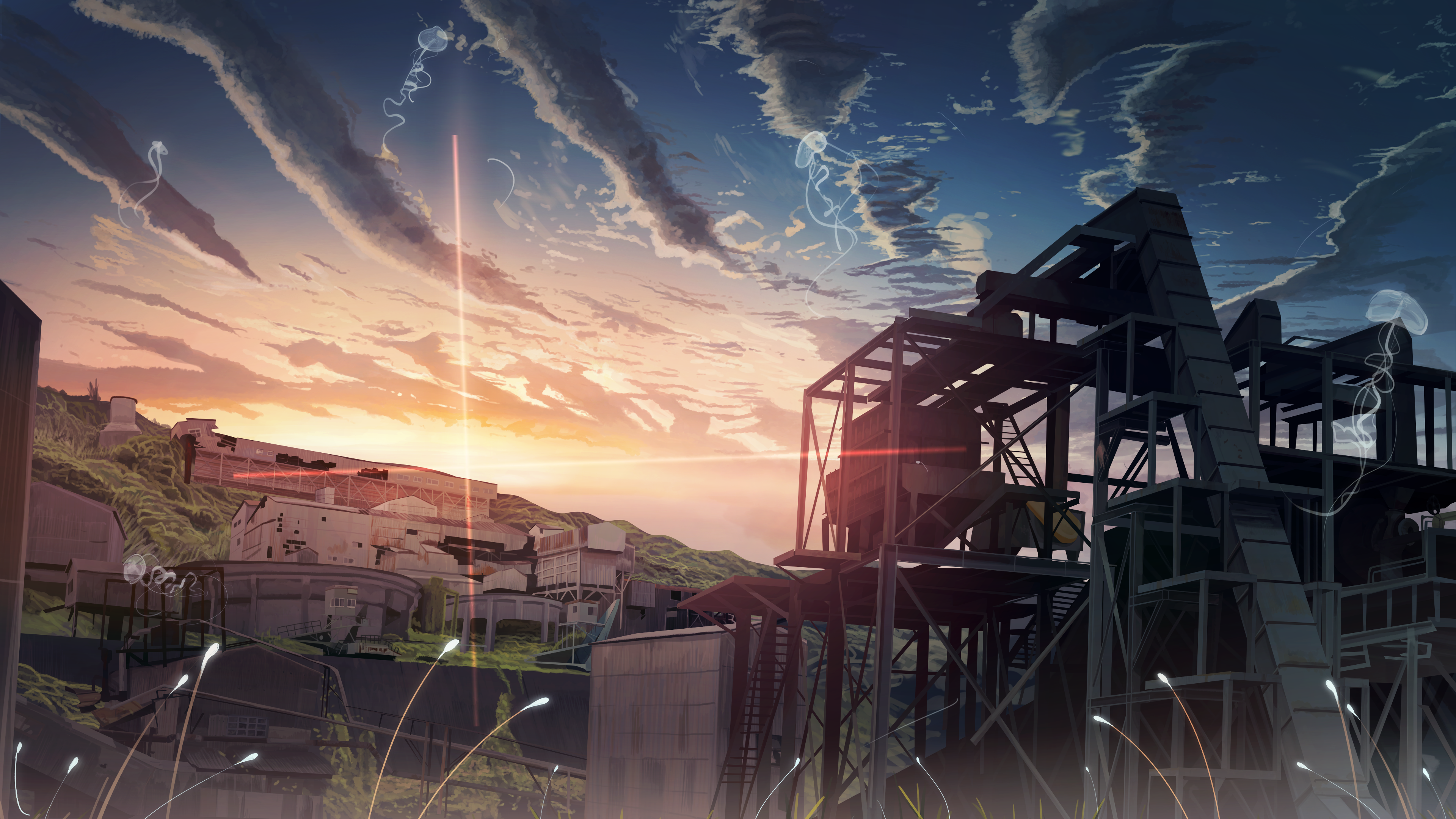 Anime 3840x2160 dusk anime city sunset moescape