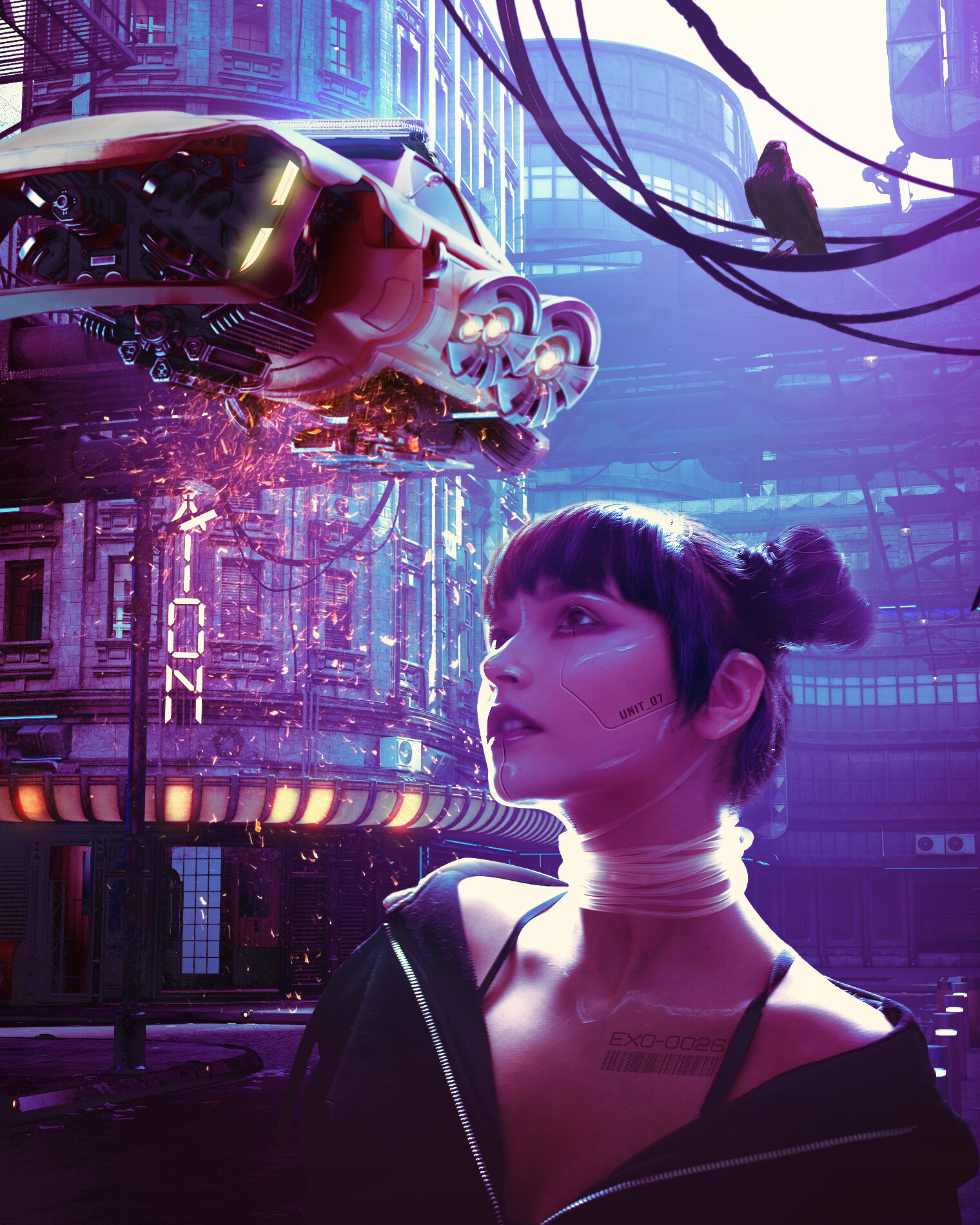 General 1520x1900 science fiction women artwork ArtStation futuristic city cyborg
