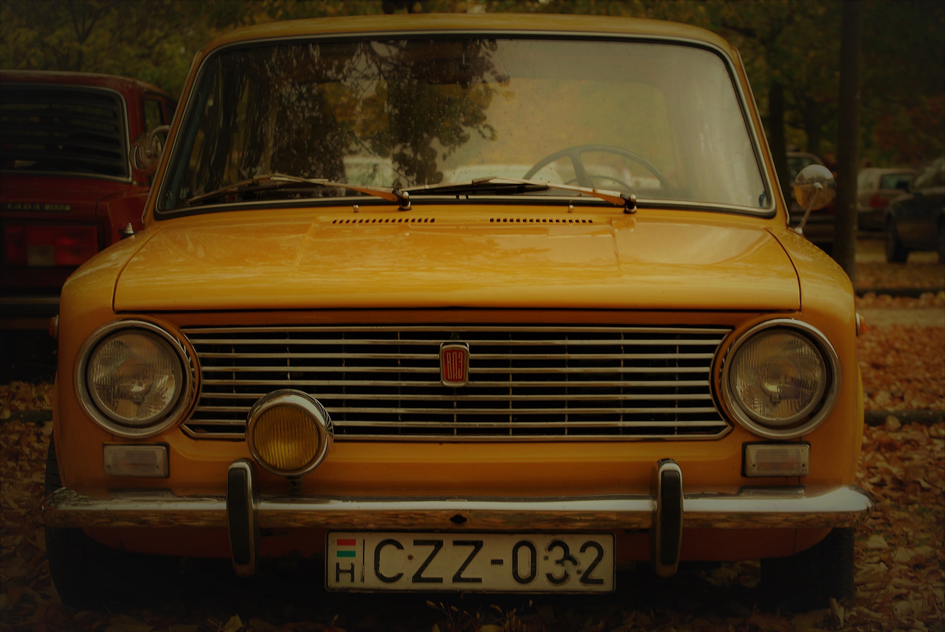 General 3872x2592 car LADA old car old school wheels Hungary frontal view yellow cars Russian cars
