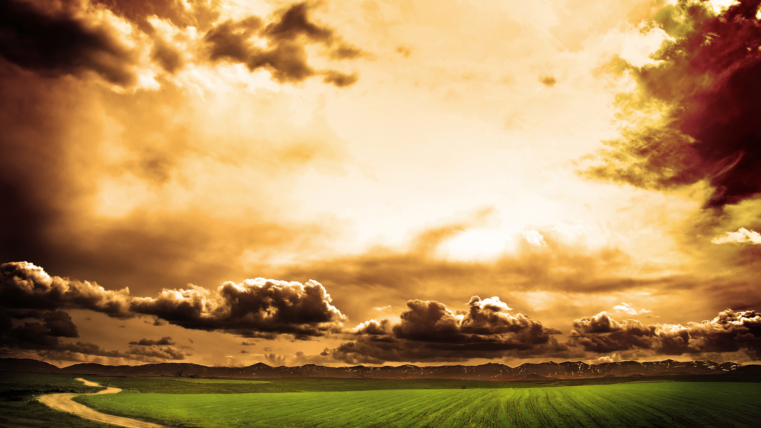 General 2560x1440 nature field sky clouds sunlight outdoors