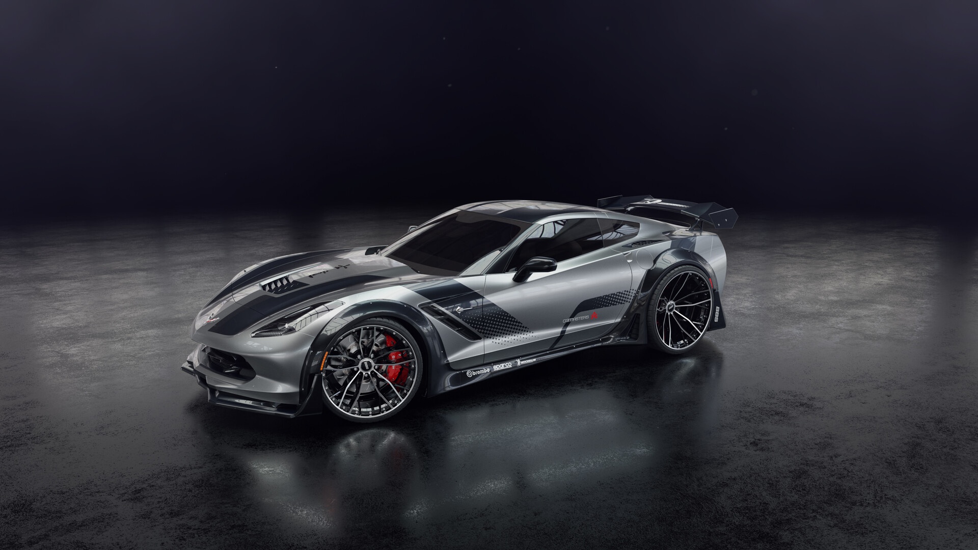 General 1920x1080 Chevrolet car silver cars vehicle Corvette Chevrolet Corvette C7 American cars bodykit