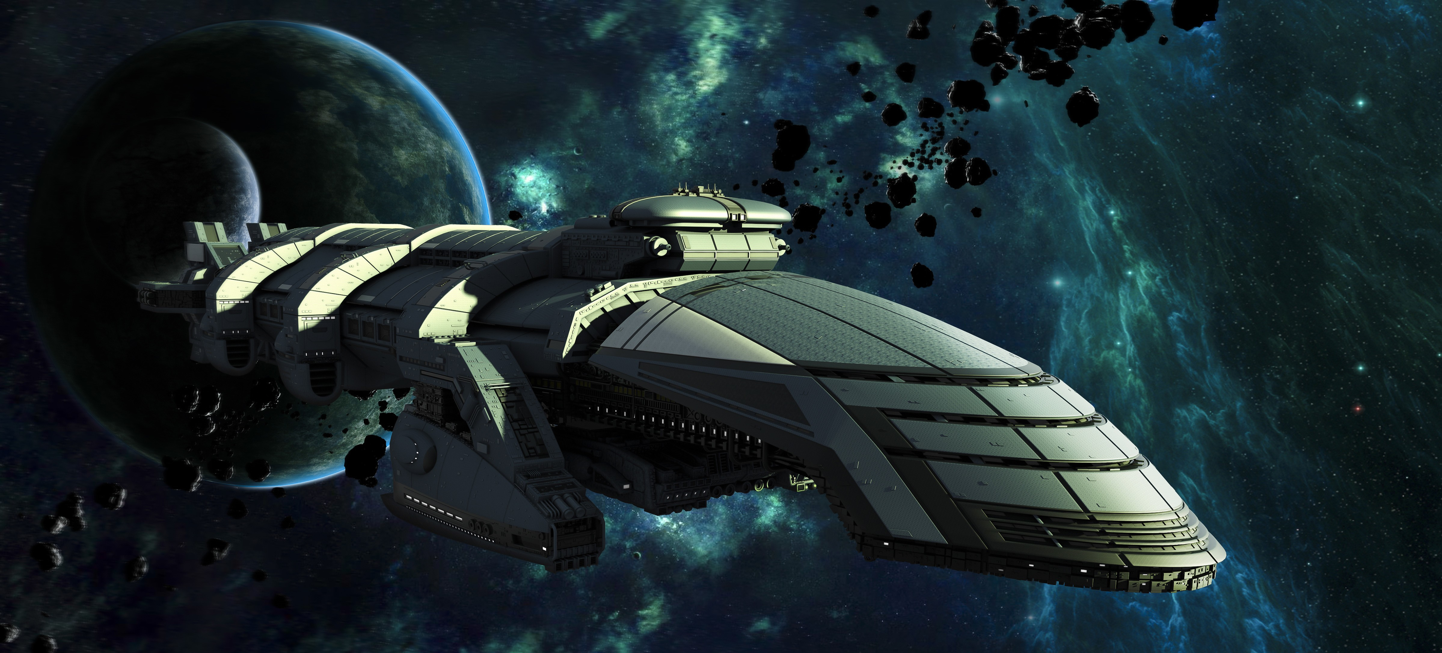 General 4796x2172 space spaceship planet science fiction